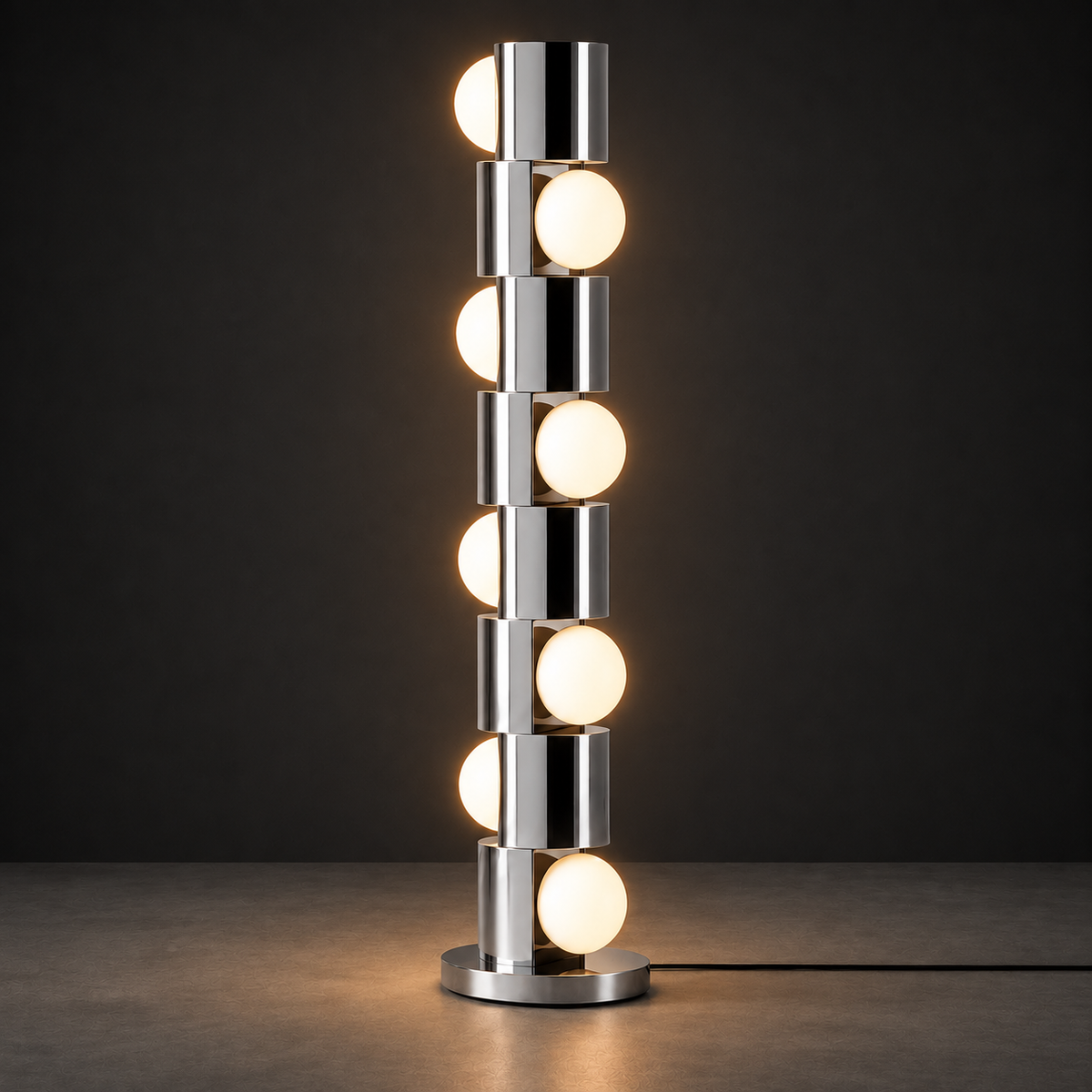 Obelon Floor Lamp — Chrome Silver Lamp Interior Moderna New