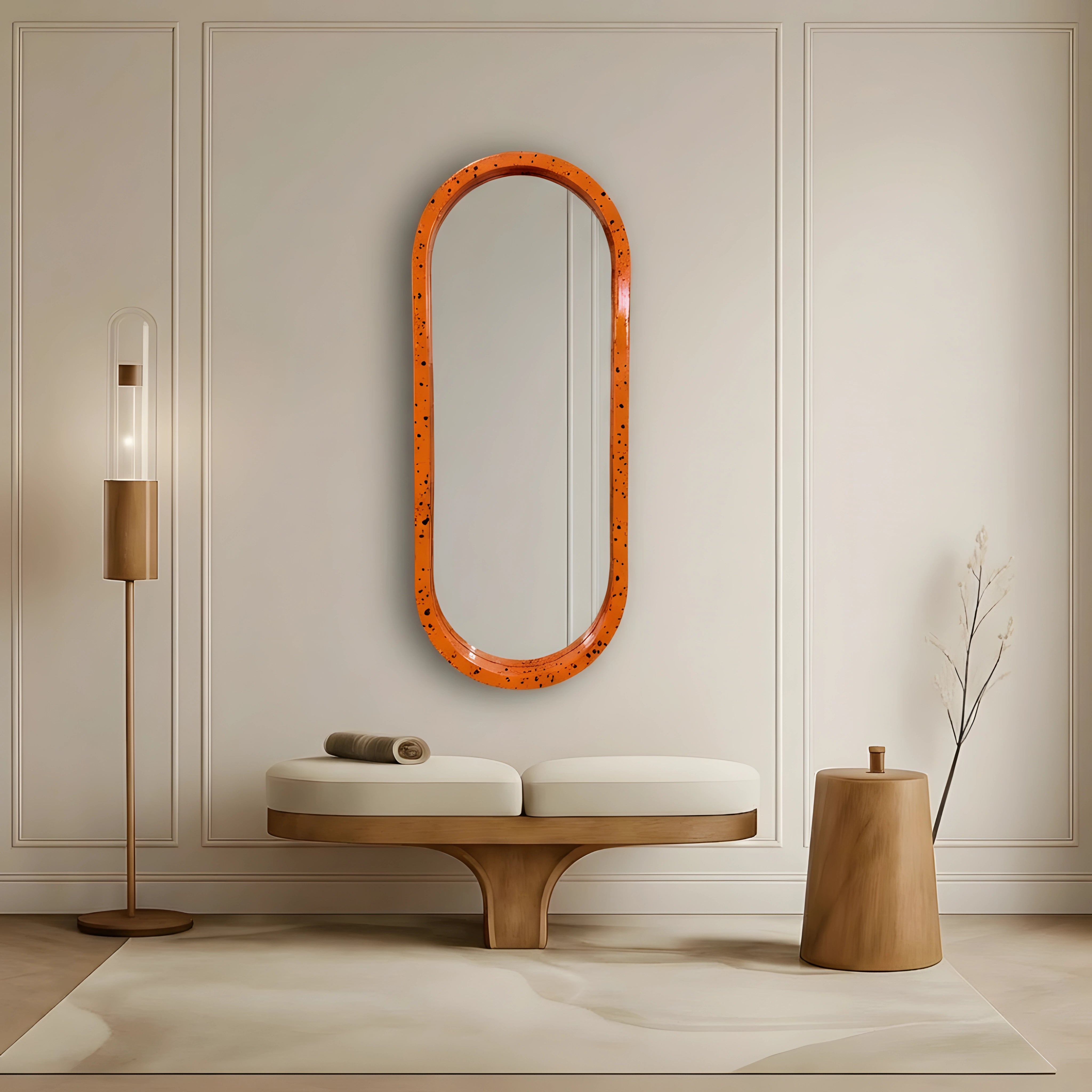 The Pill Mirror | Speckled Orange Mirror Interior Moderna