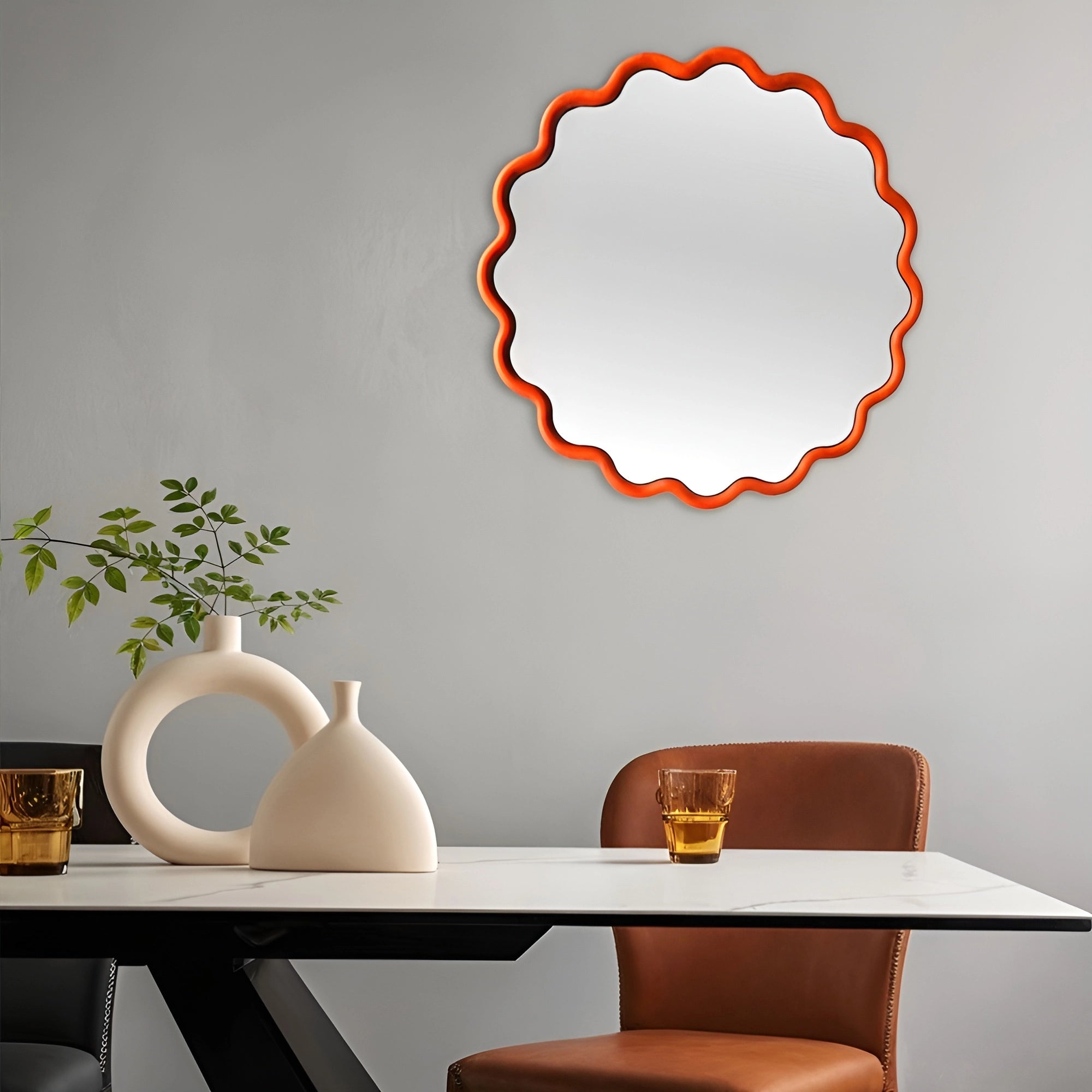 Round Wave Mirror Mirror Interior Moderna