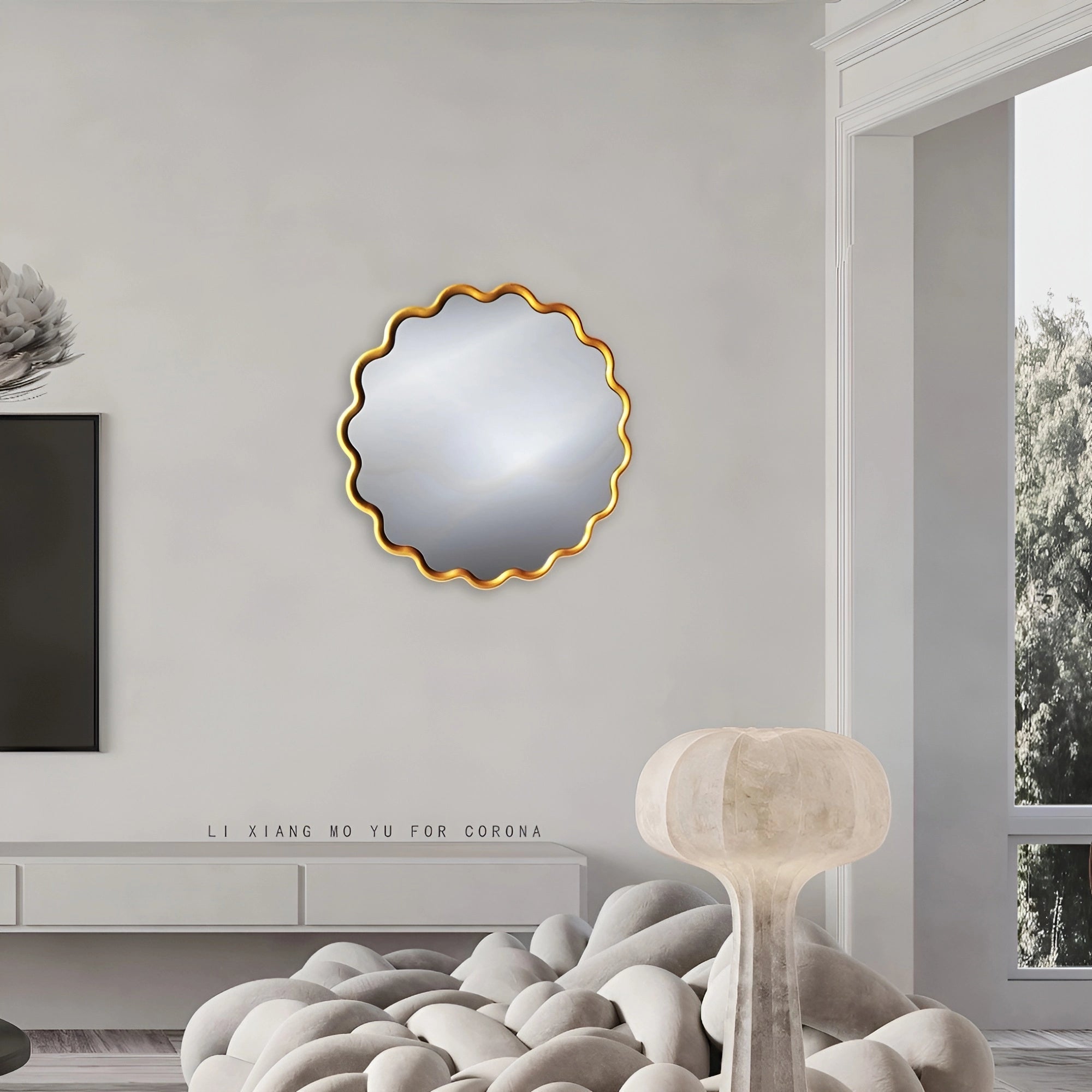 Round Wave Mirror Mirror Interior Moderna