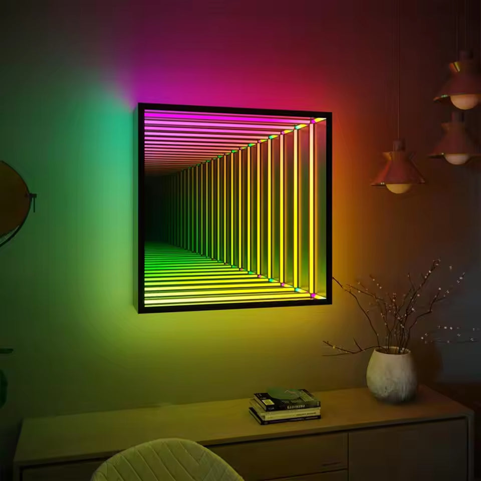 Square Infinity Mirror Mirror Interior Moderna