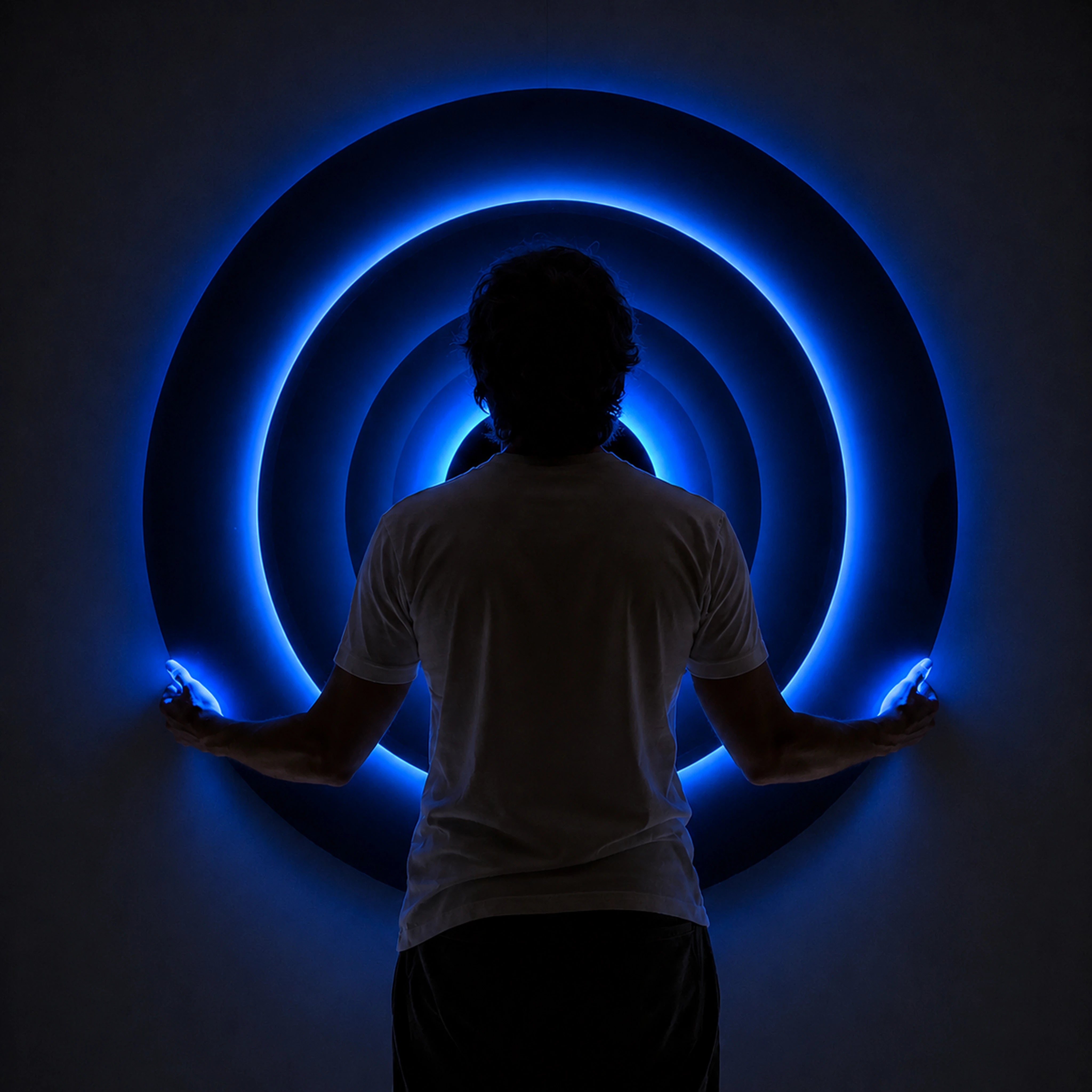 Triple Eclipse Radiance | Azure Halo Wall Art Interior Moderna
