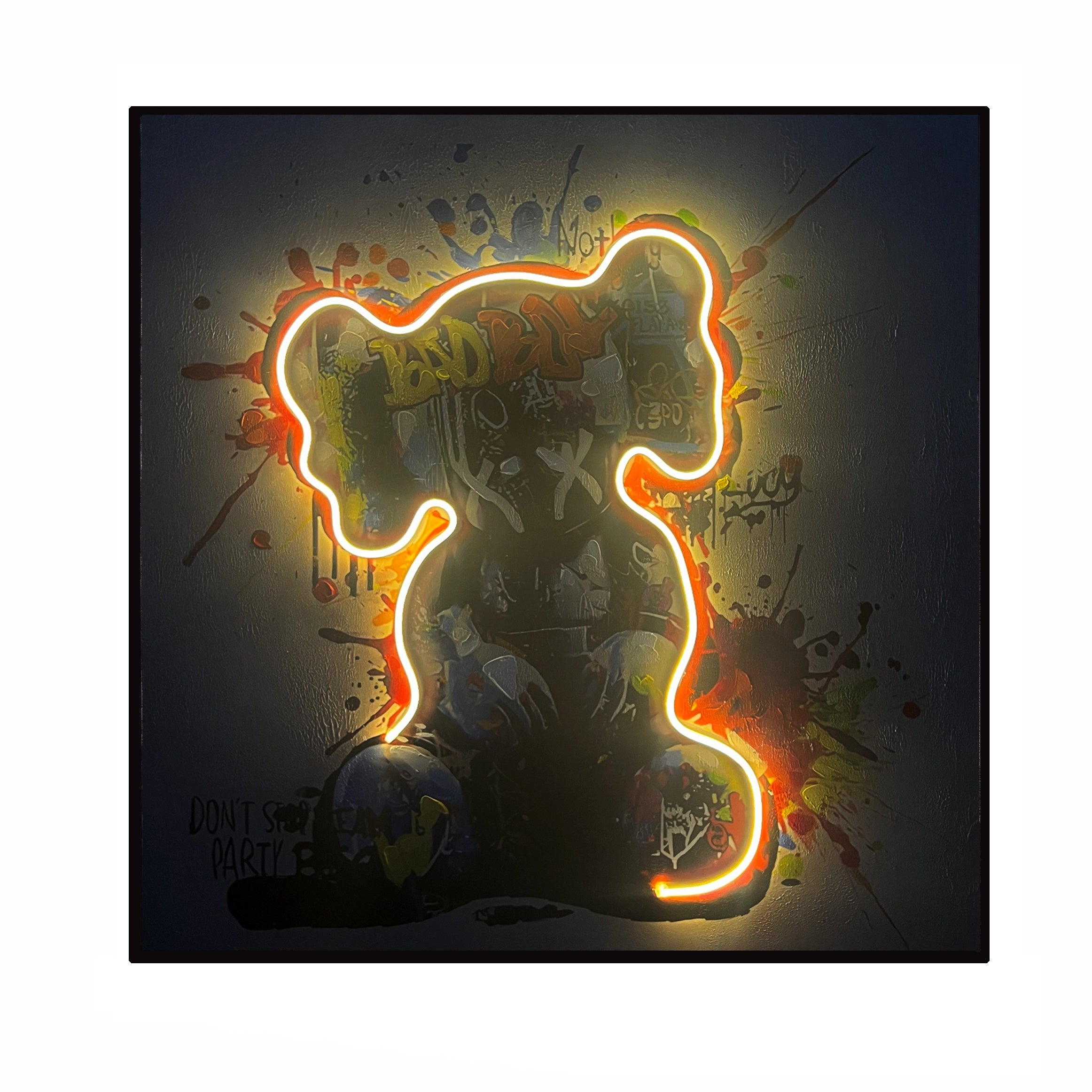 Dancing Street Art Figure LED Light – Modern LED Sculpture with X Eyes Wall Art Interior Moderna