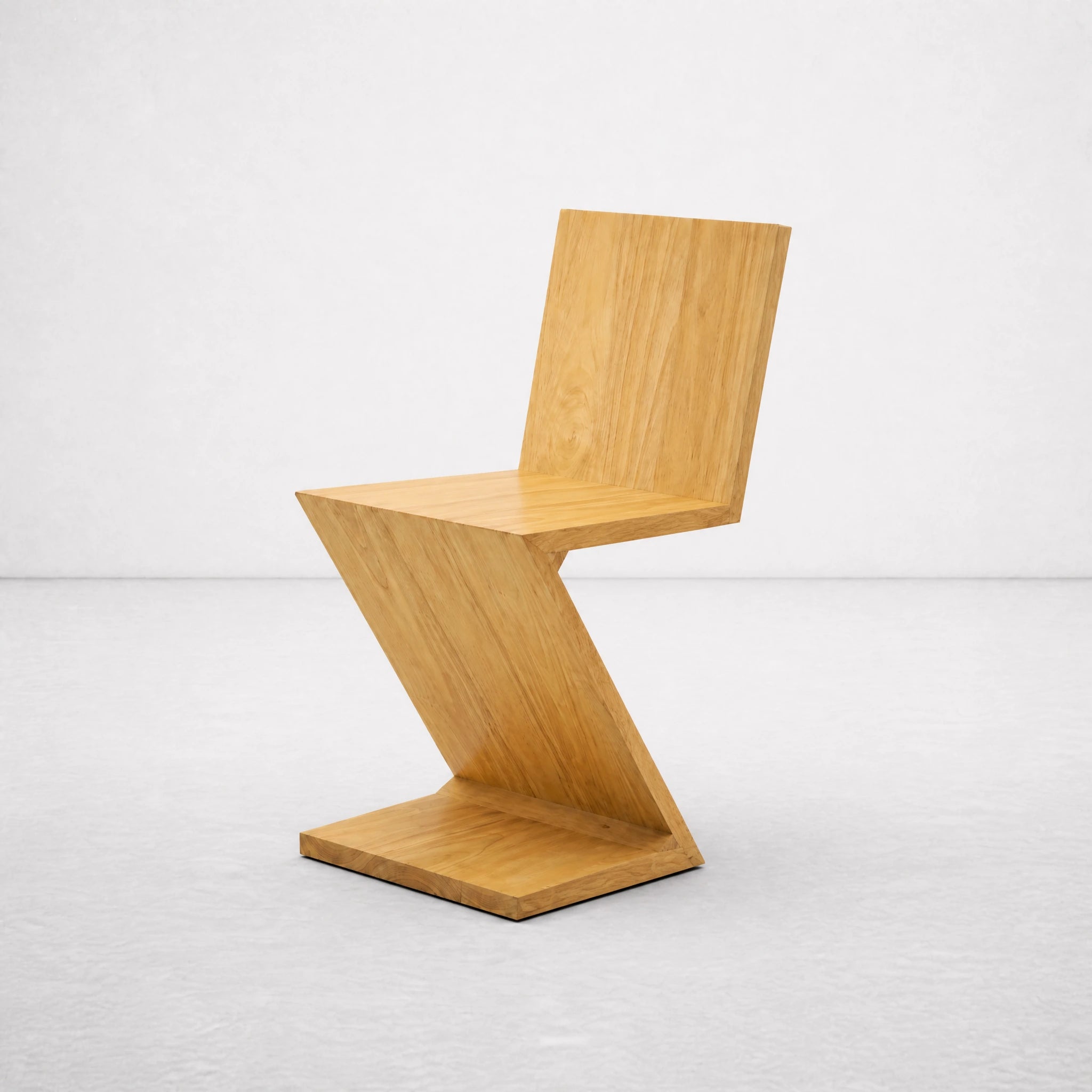 Natural Wood Zig Zag Chair three-quarter view on light background
