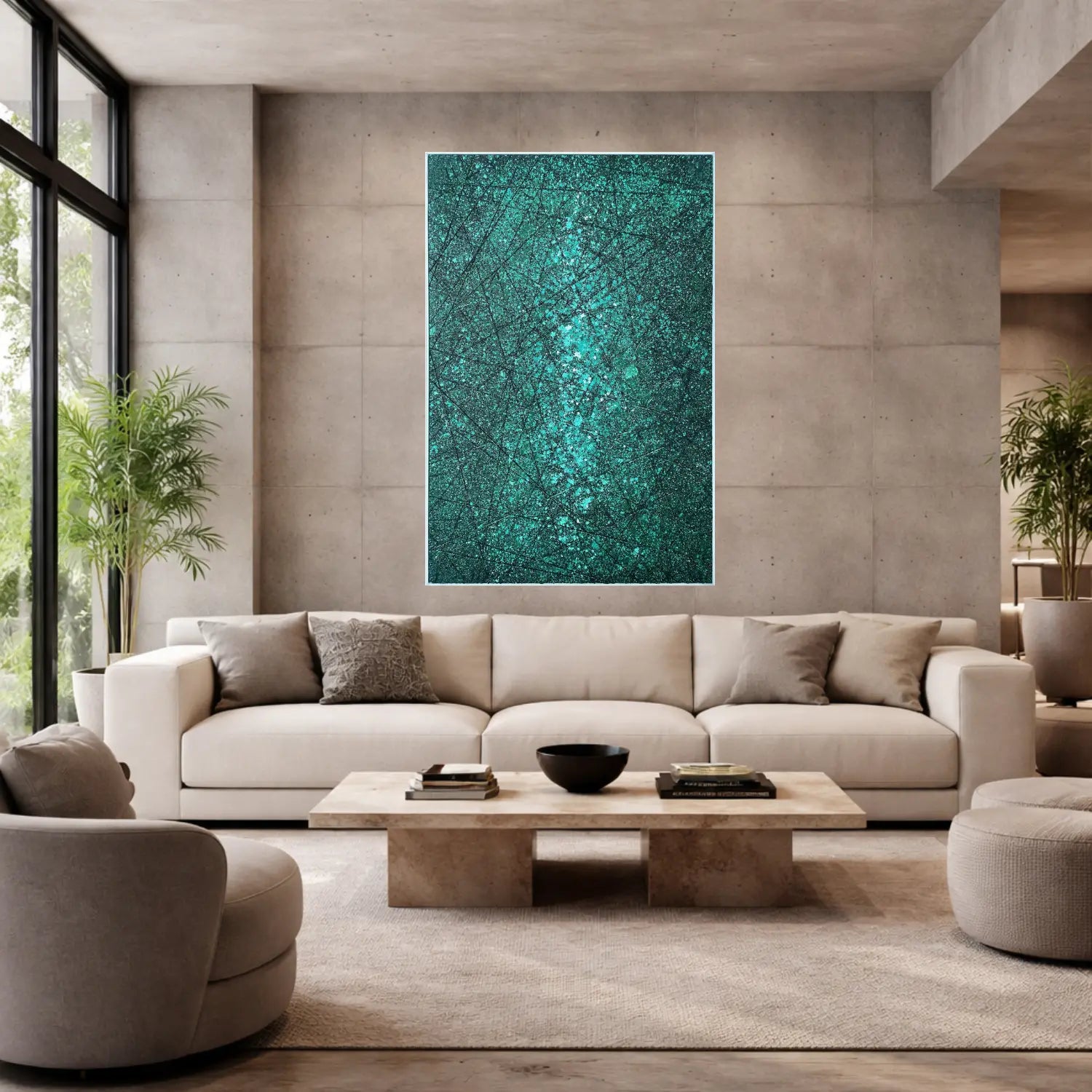 Abstract Stormscape: Emerald Depths Wall Art Interior Moderna Large