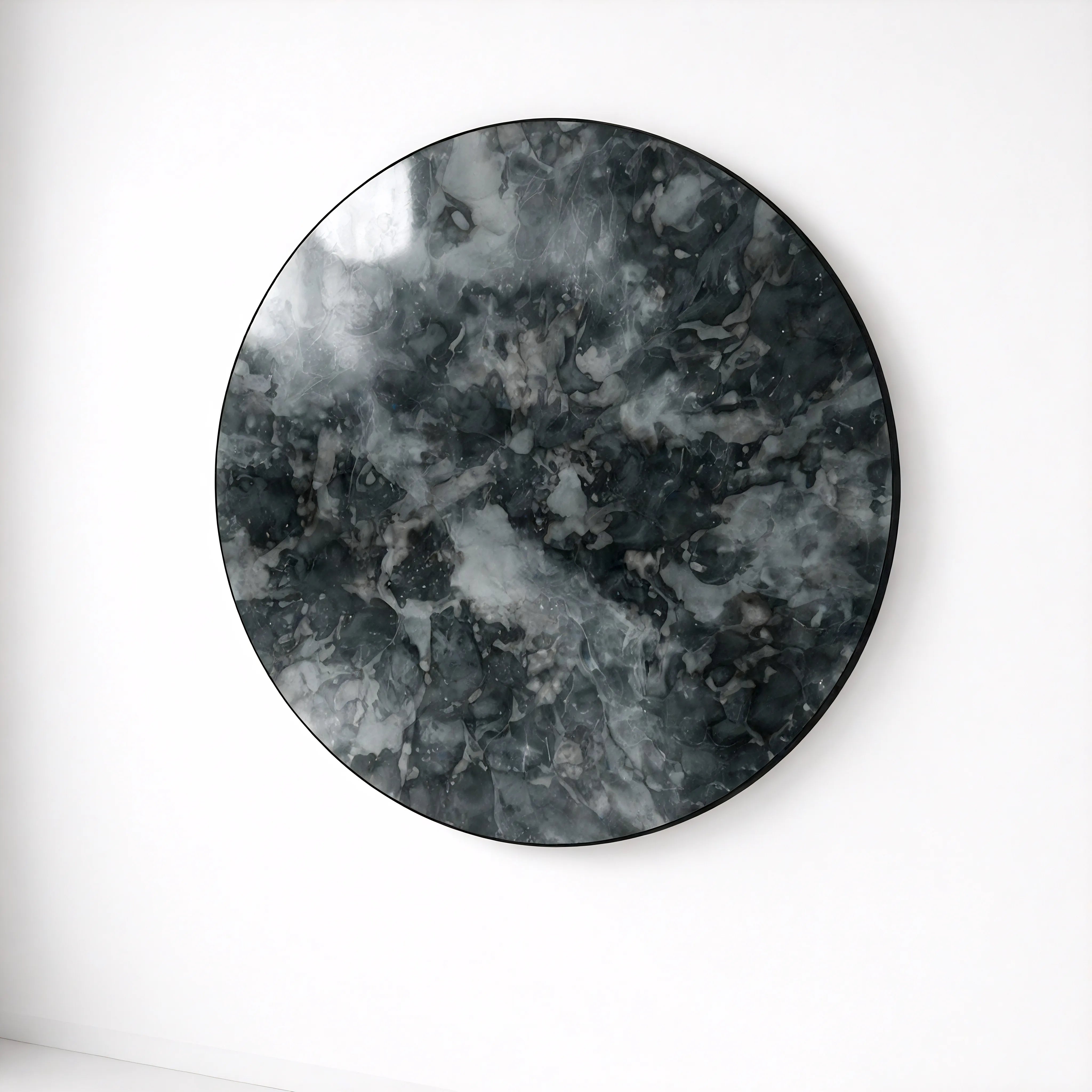 Antiqued Round Mirror | Midnight Strata Mirror Interior Moderna