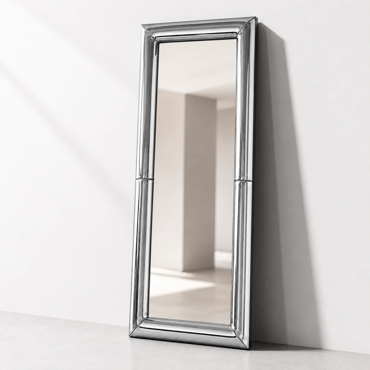 Atrium chrome full-length mirror viewed from the right