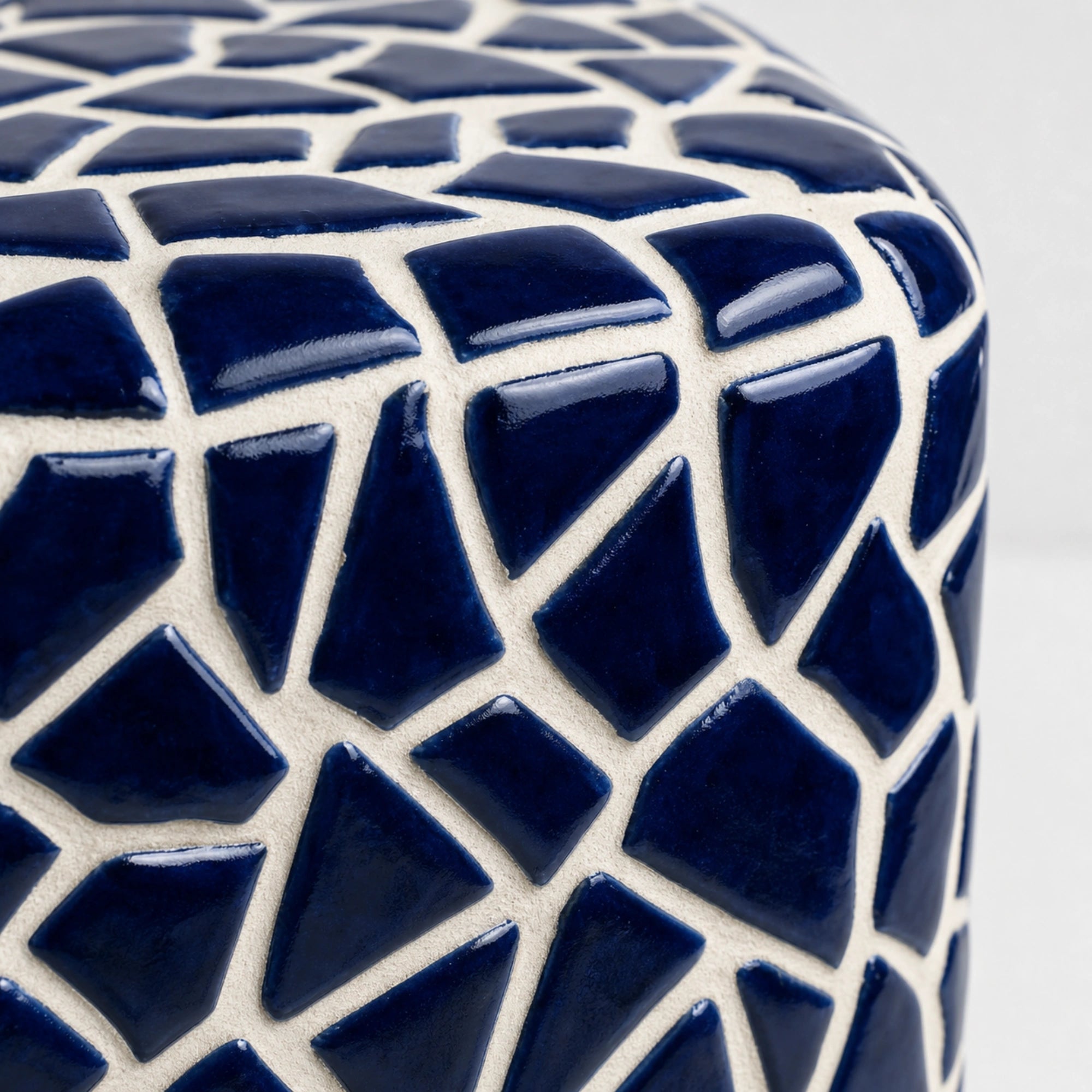 Blue ceramic-mosaic square side table — Milos navy tile accent table — view 7