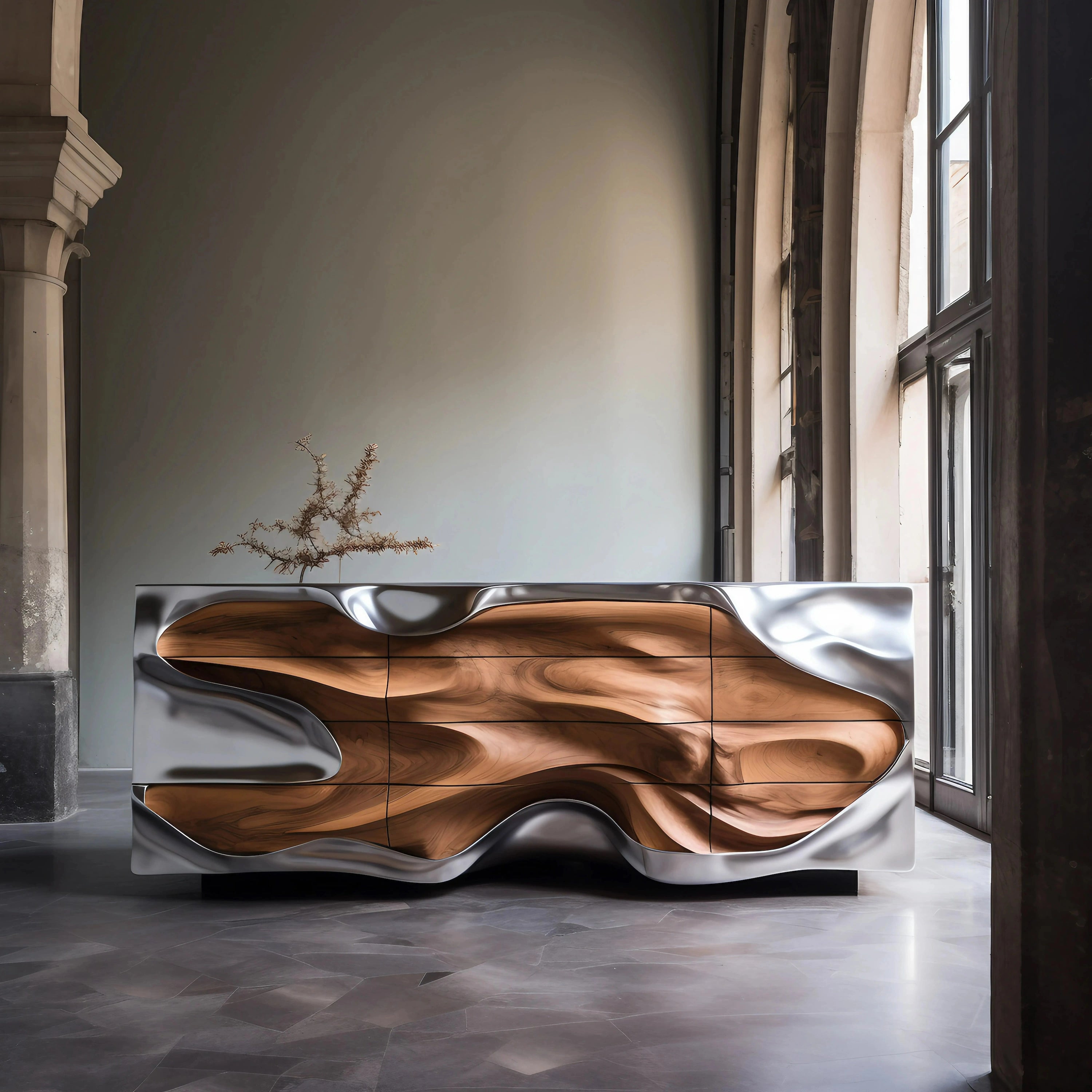 Chrome Mirage Dresser Table Interior Moderna