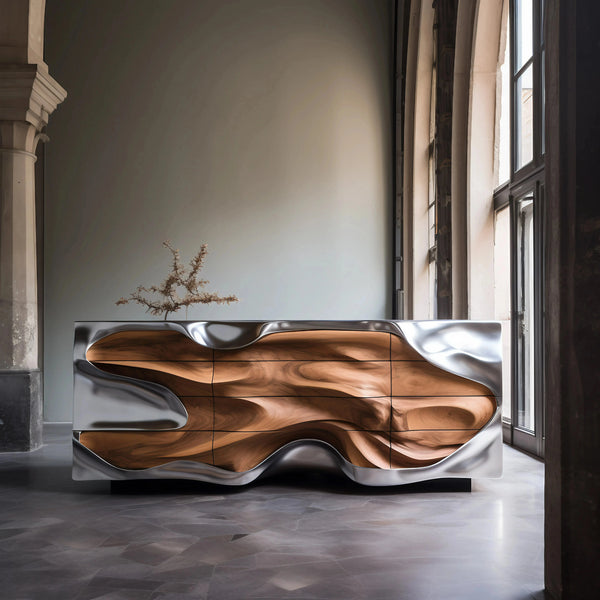 Chrome Mirage Credenza Table Interior Moderna