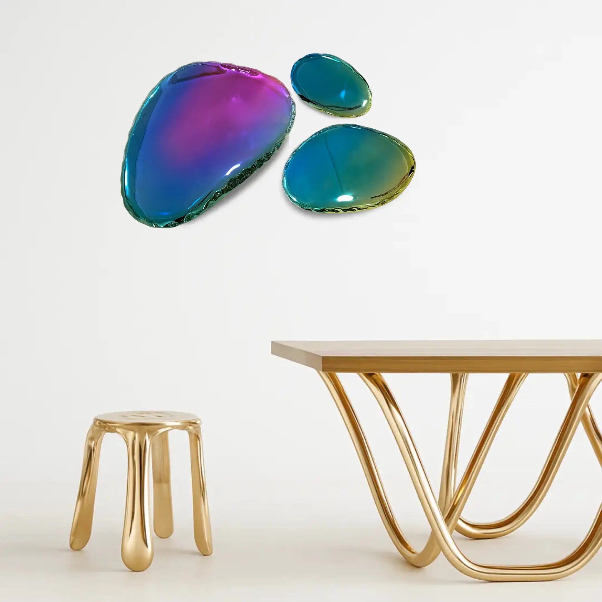 Chrome Bubbles Wall Art Interior Moderna Rainbow