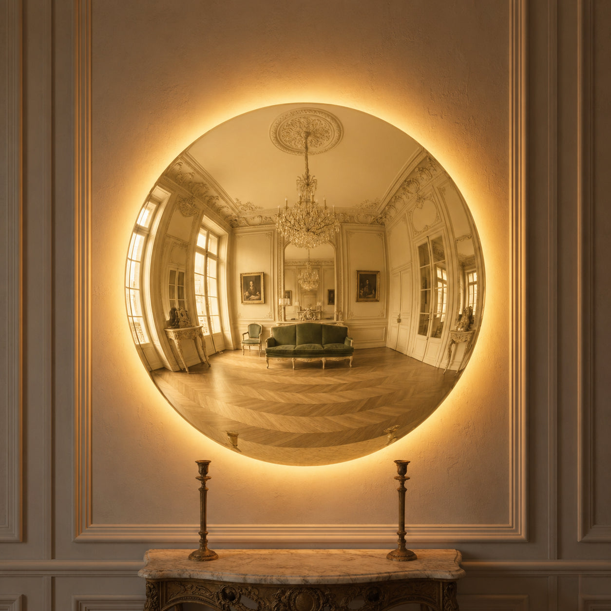Convex Glow Mirror | Golden Halo Mirror Interior Moderna