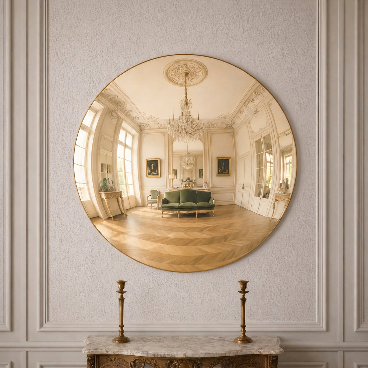 Convex Glow Mirror | Golden Halo Mirror Interior Moderna