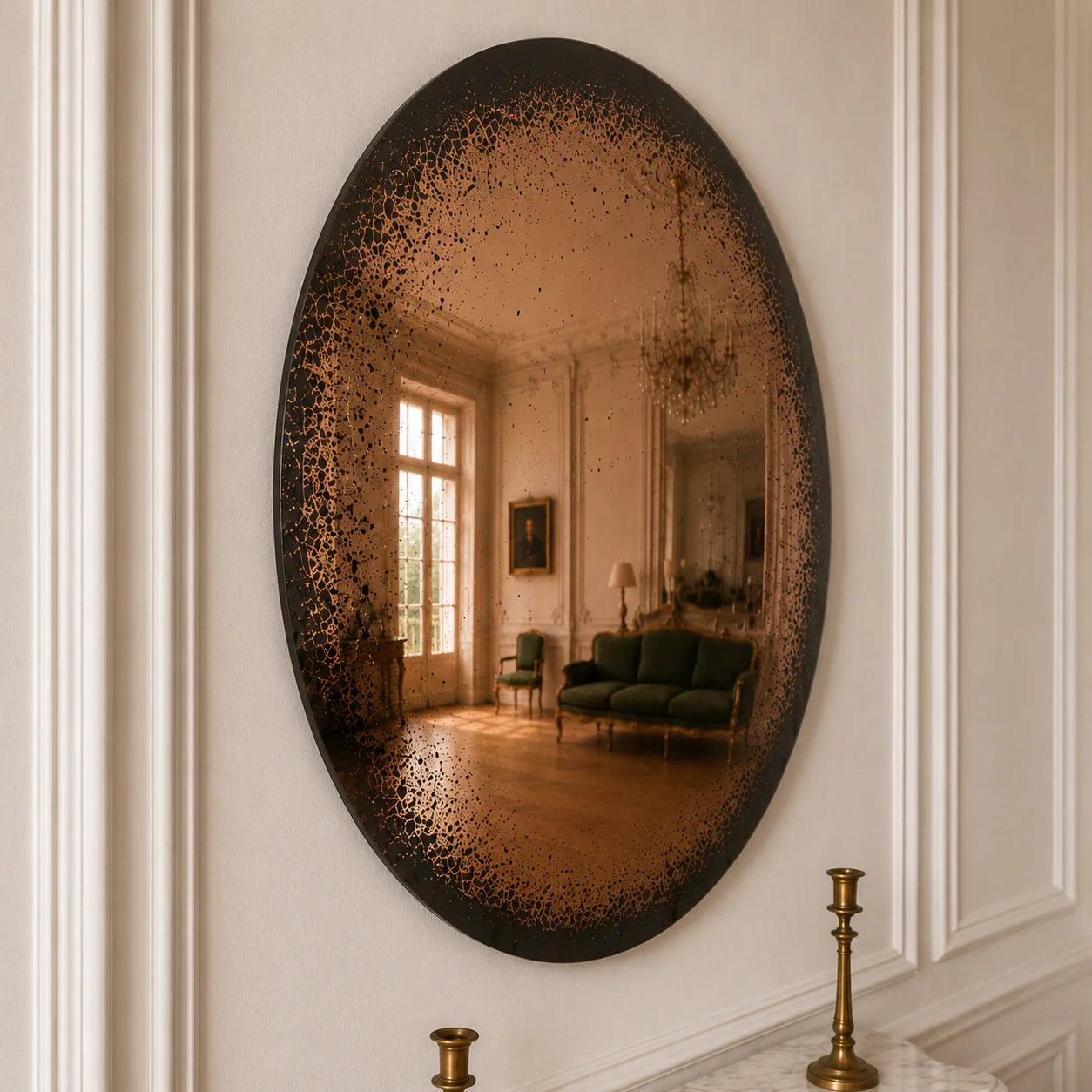 Convex Mirror | Antiqued Cognac Mirror Interior Moderna