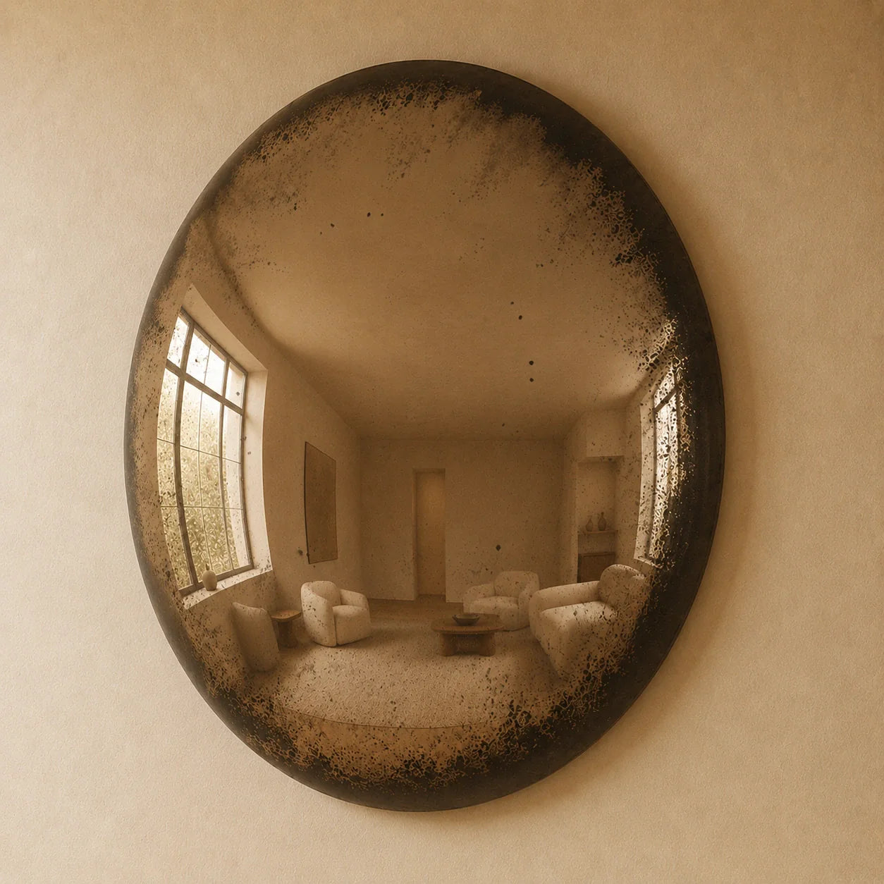 Convex Mirror | Antiqued Cognac Mirror Interior Moderna