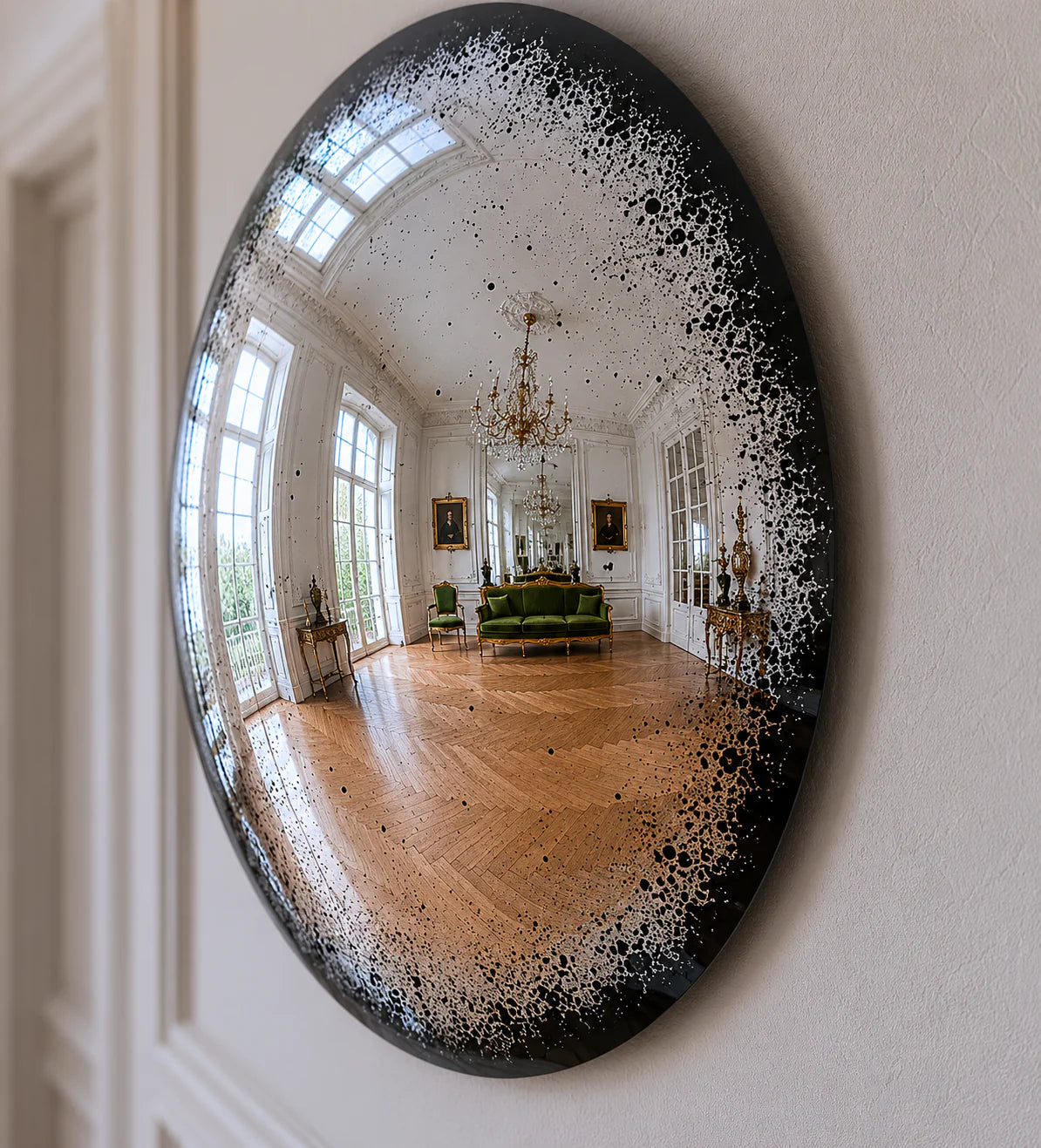 Convex Glow Mirror | Antiqued Mercury Halo Mirror Interior Moderna