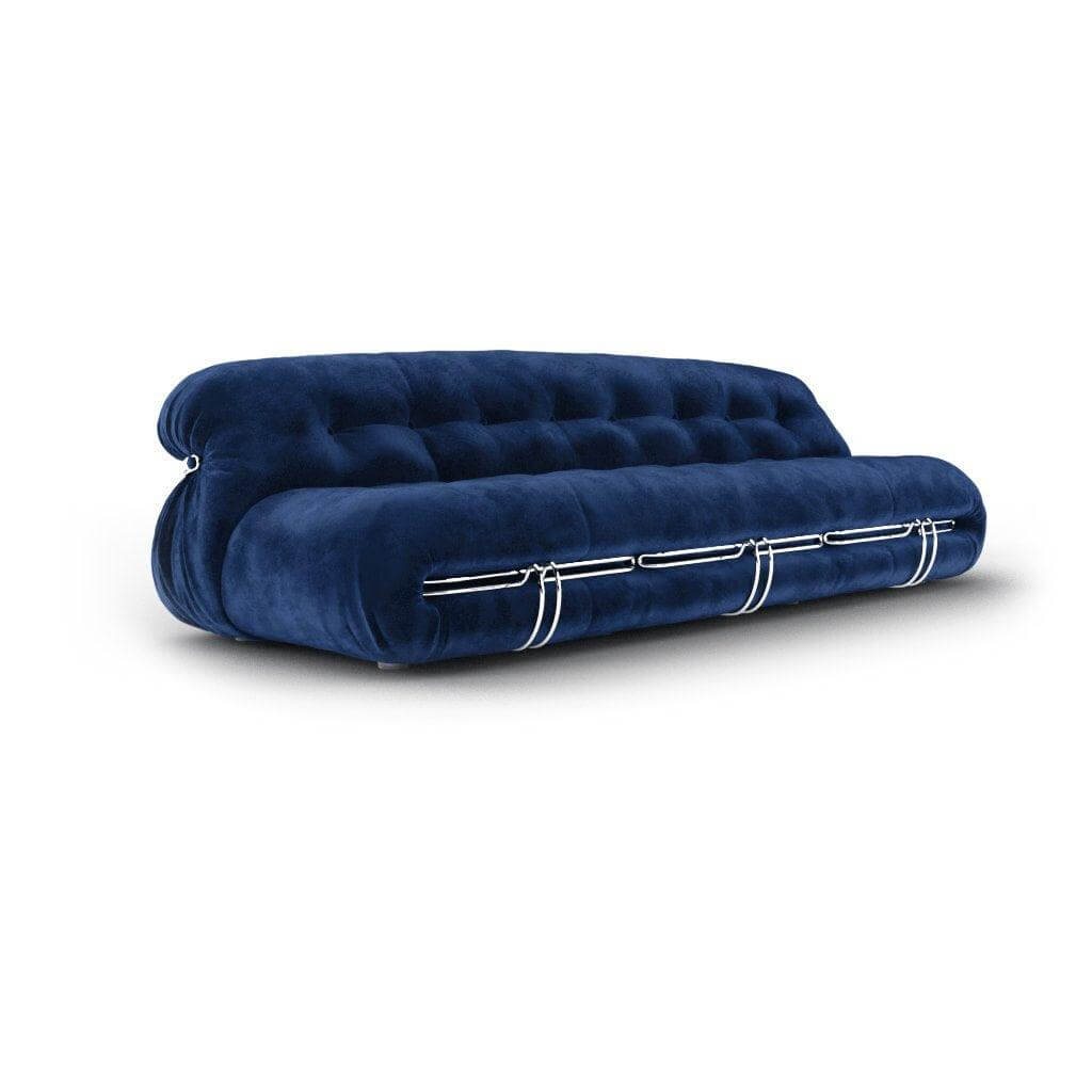 Soriana Three Seater Sofa Interior Moderna Indigo Blue Velvet  