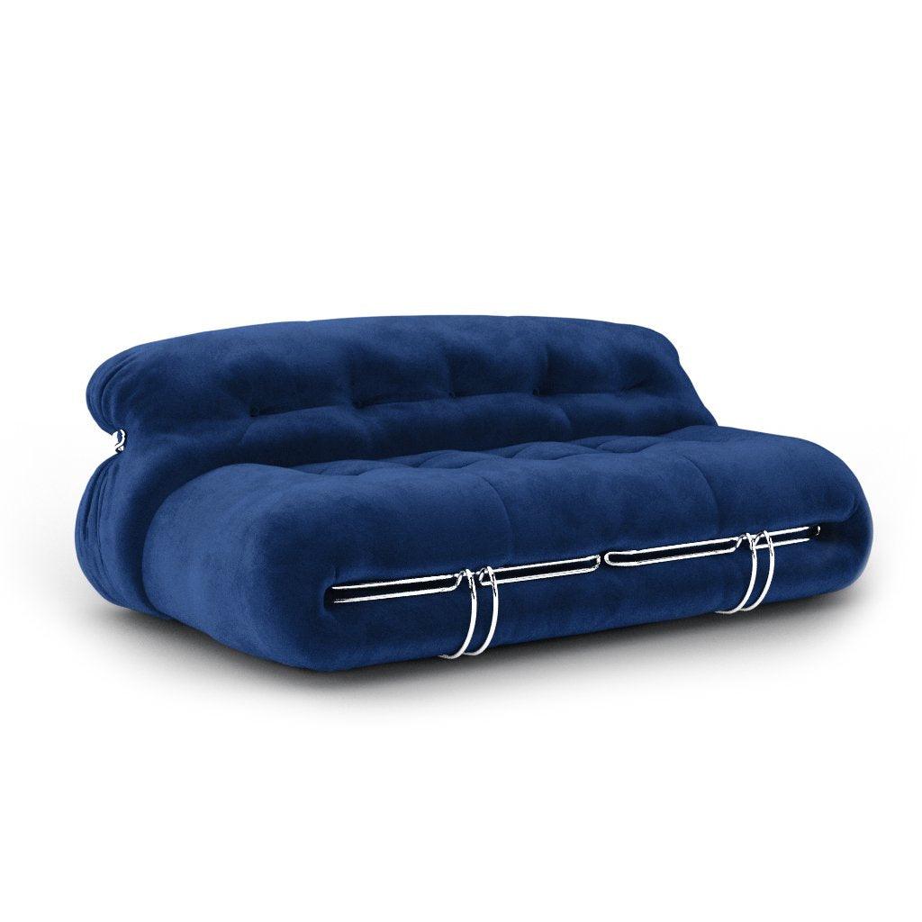 Soriana Two Seater Sofa Interior Moderna Indigo Blue Velvet  