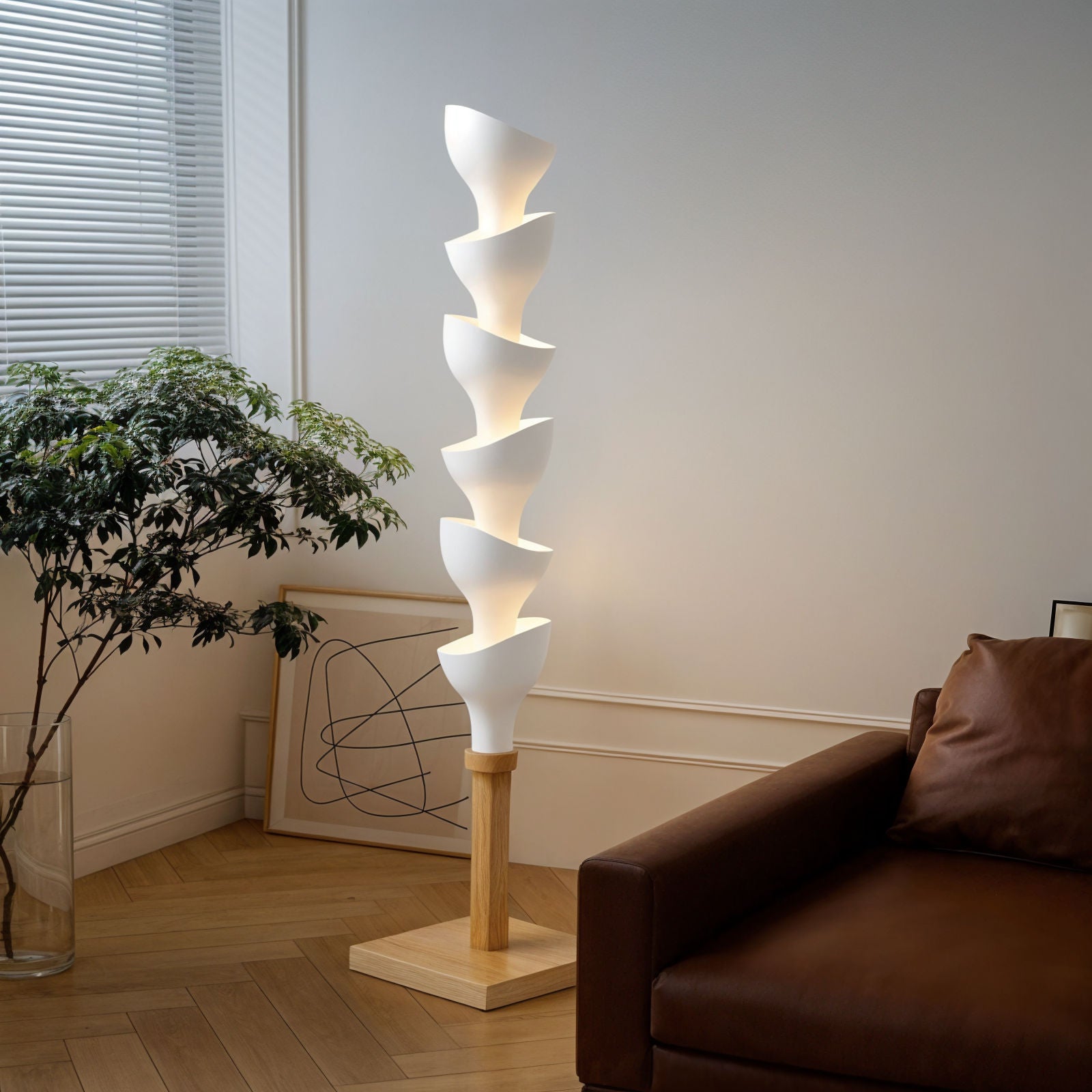 Floral Floor Lamp Lamp Interior Moderna White  