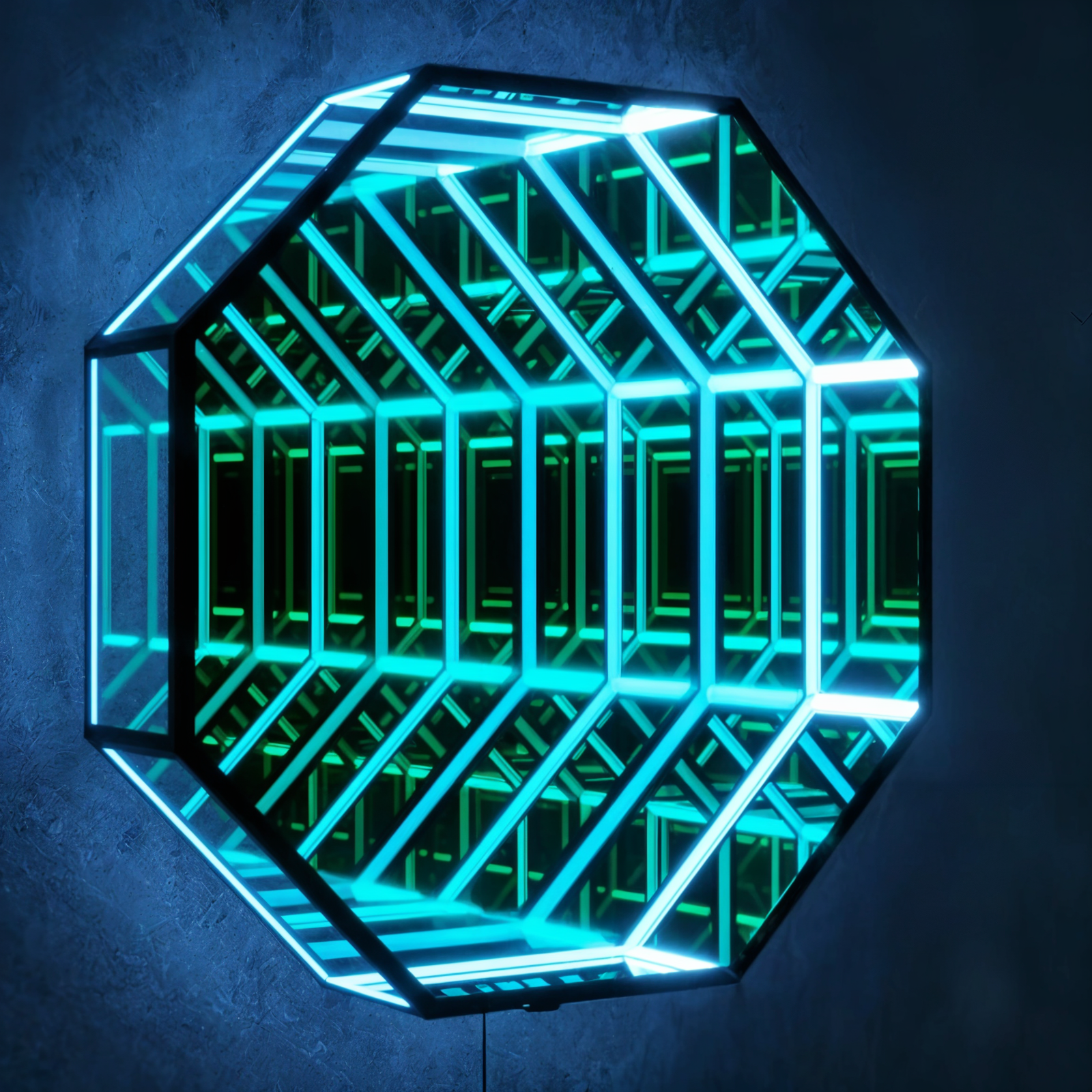 3D Octagon Infinity Mirror Mirror Interior Moderna   