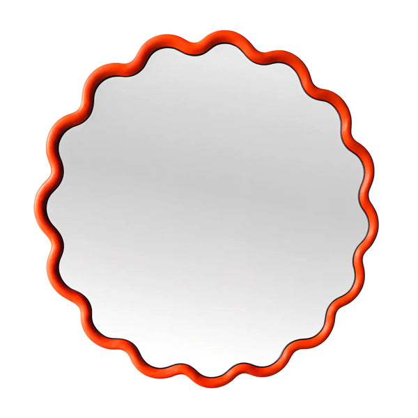 Round Wave Mirror Mirror Interior Moderna Orange New