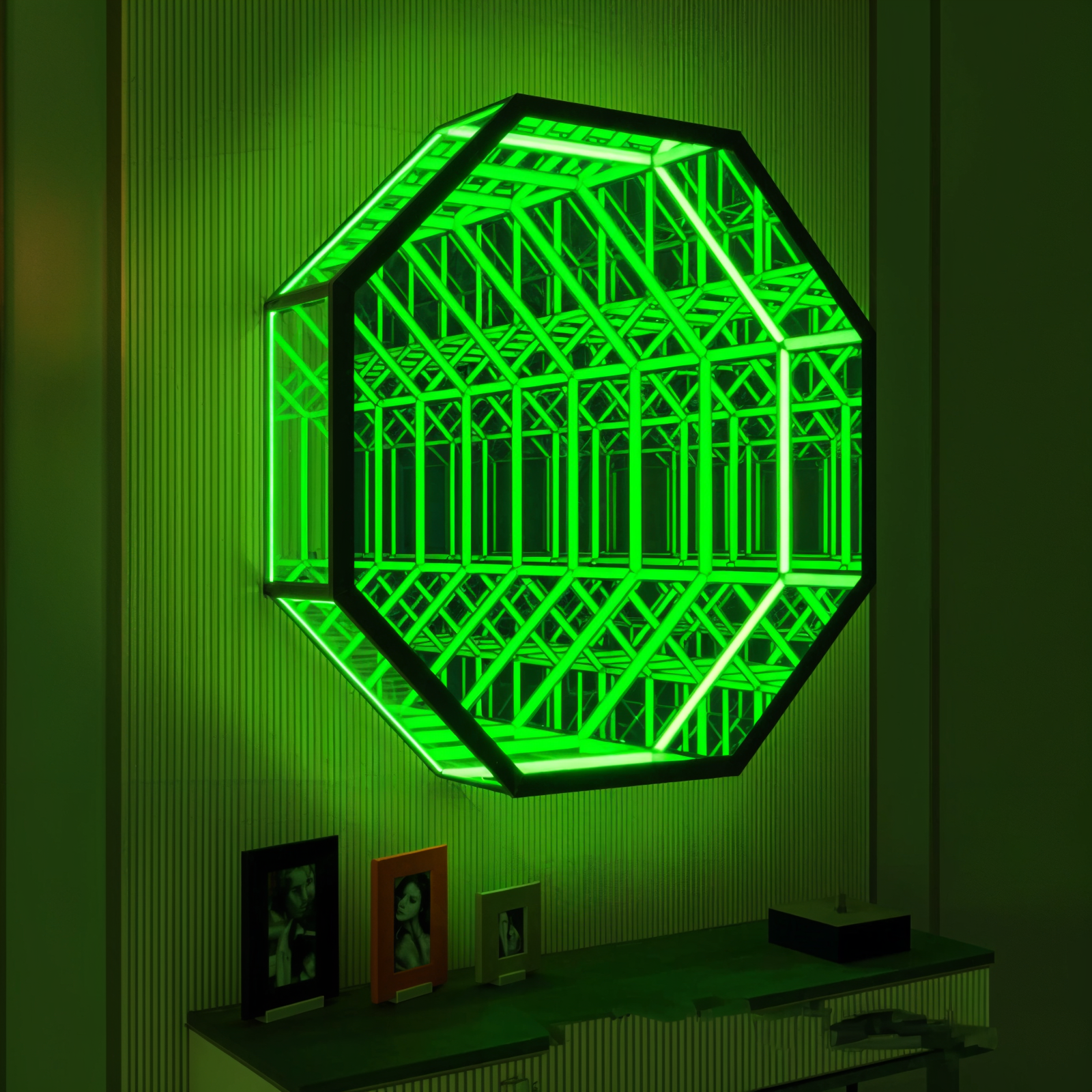 3D Octagon Infinity Mirror Mirror Interior Moderna   