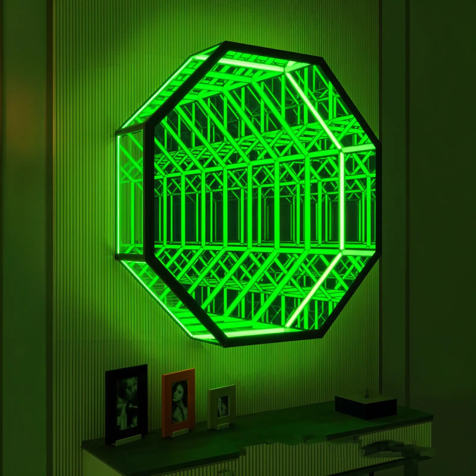 3D Octagon Infinity Mirror Mirror Interior Moderna