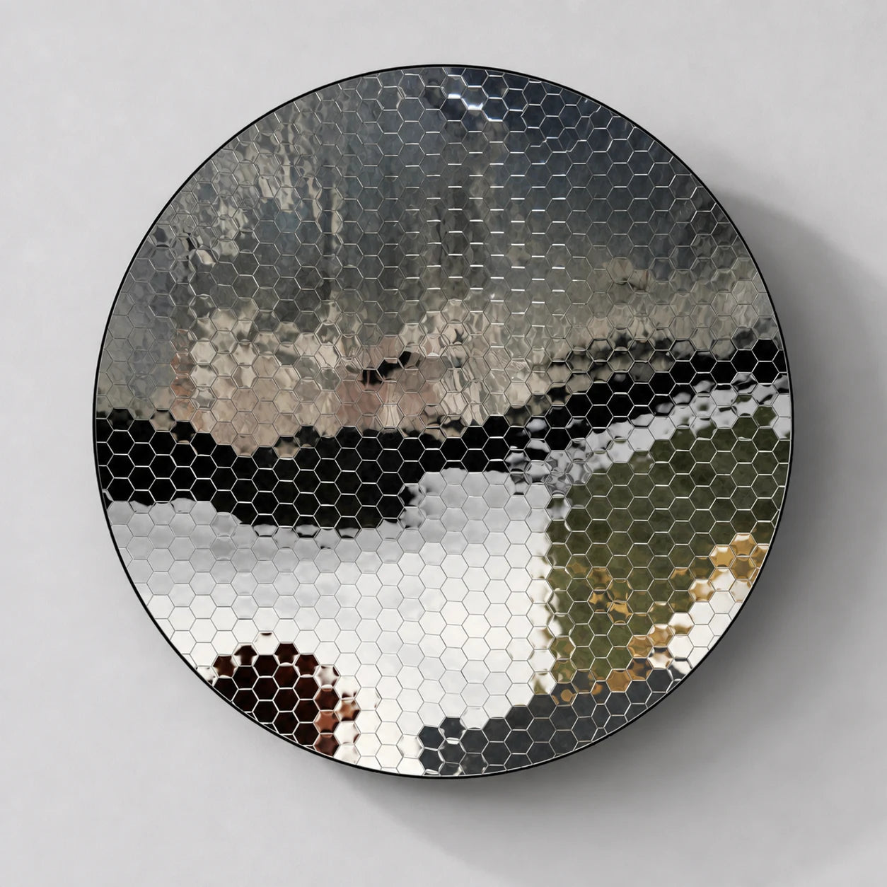 Concave Hex | Silver Wall Art Interior Moderna Medium New