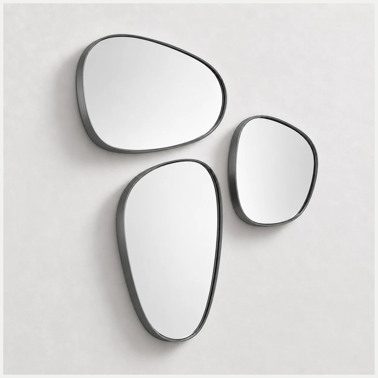 Pebble Mirror Set Mirror Interior Moderna Gun Gray New