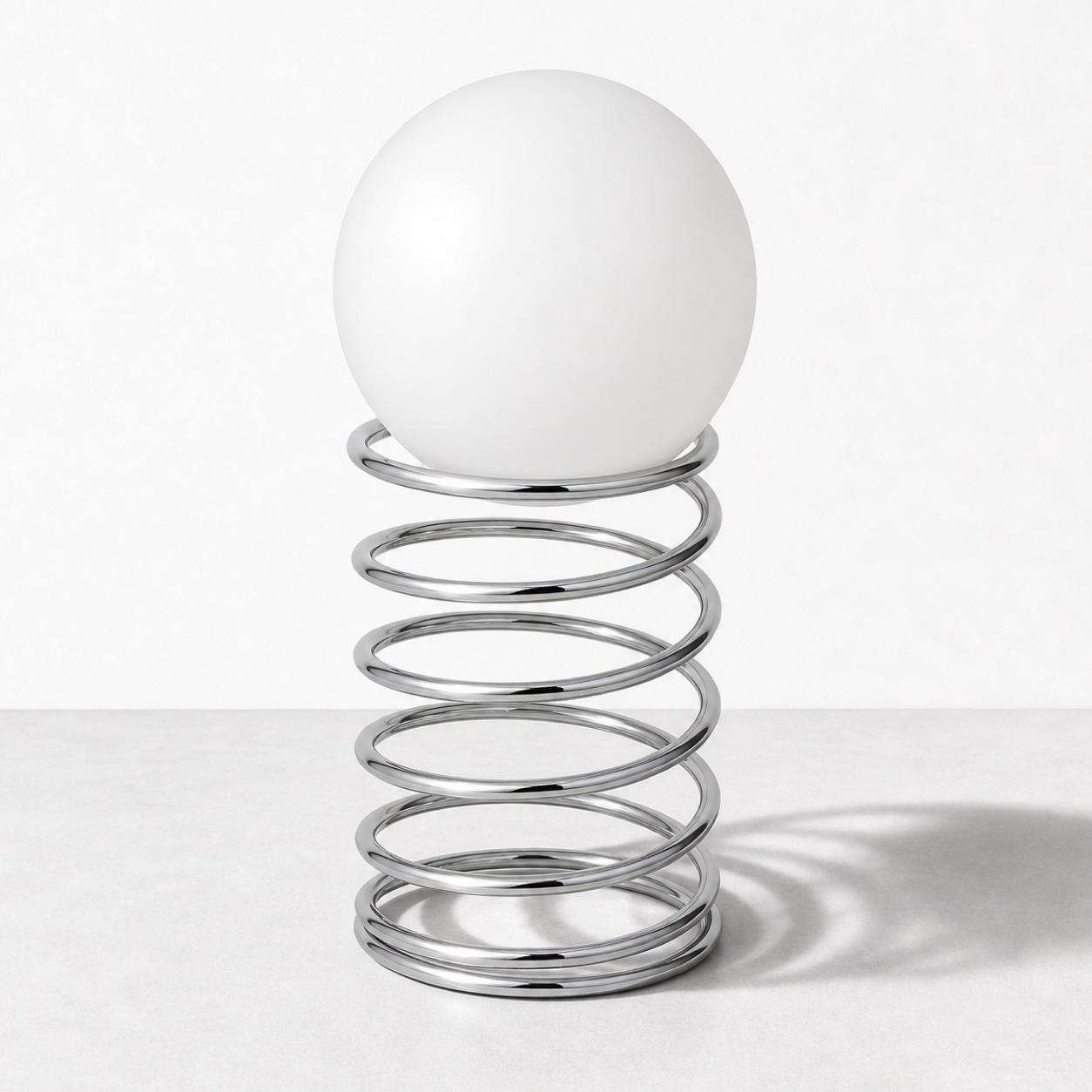 Spiral Spring Table Lamp Lamp Interior Moderna Chrome Silver New