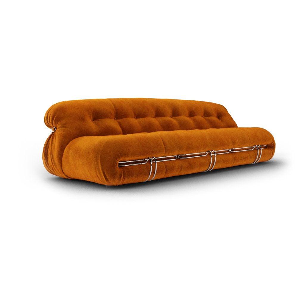 Soriana Three Seater Sofa Interior Moderna Mango Orange Velvet  