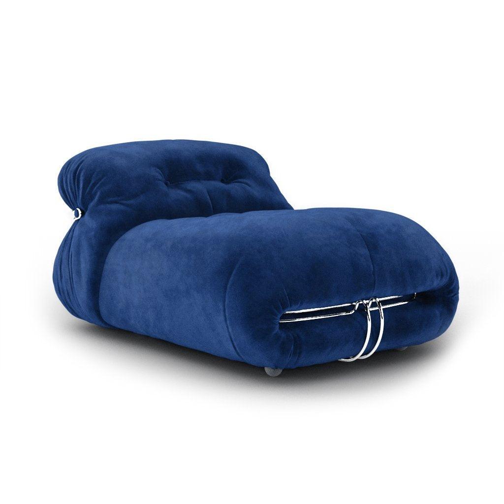 Soriana Lounge Chair Sofa Interior Moderna Indigo Blue Velvet  