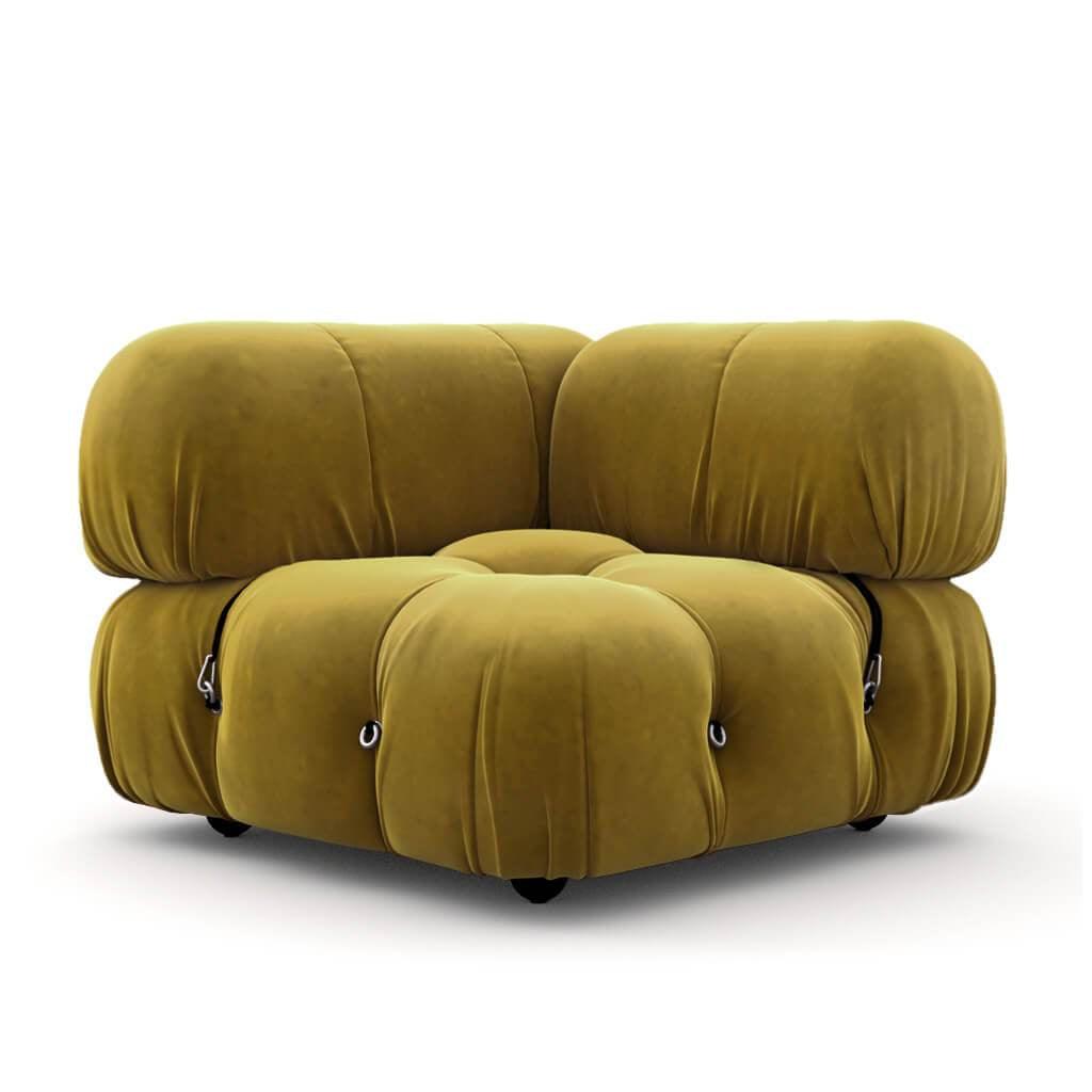 Mario Bellini Corner Module Sofa Interior Moderna Chartreuse Velvet  