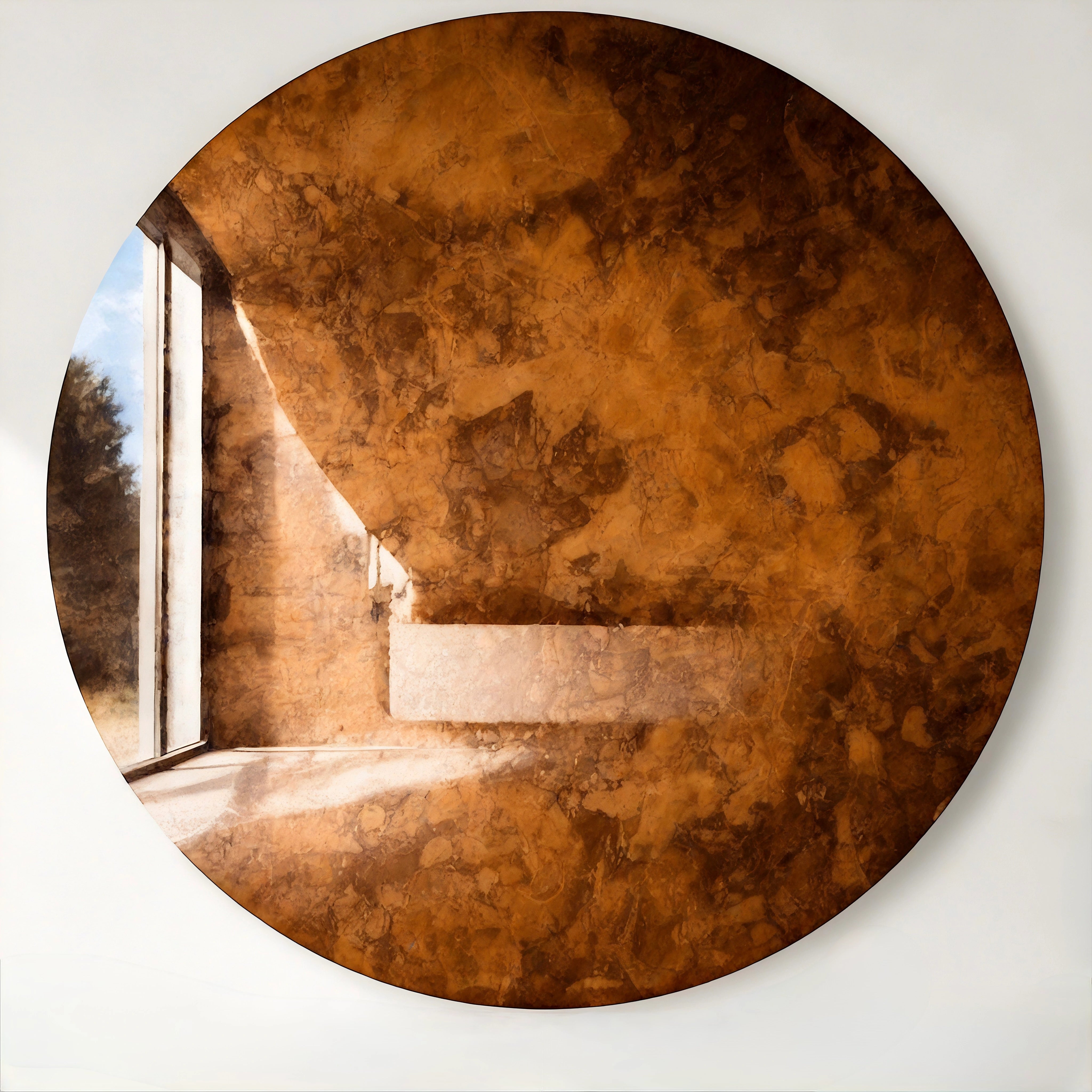 Antiqued Round Mirror | Aurelia Dusk Mirror Interior Moderna