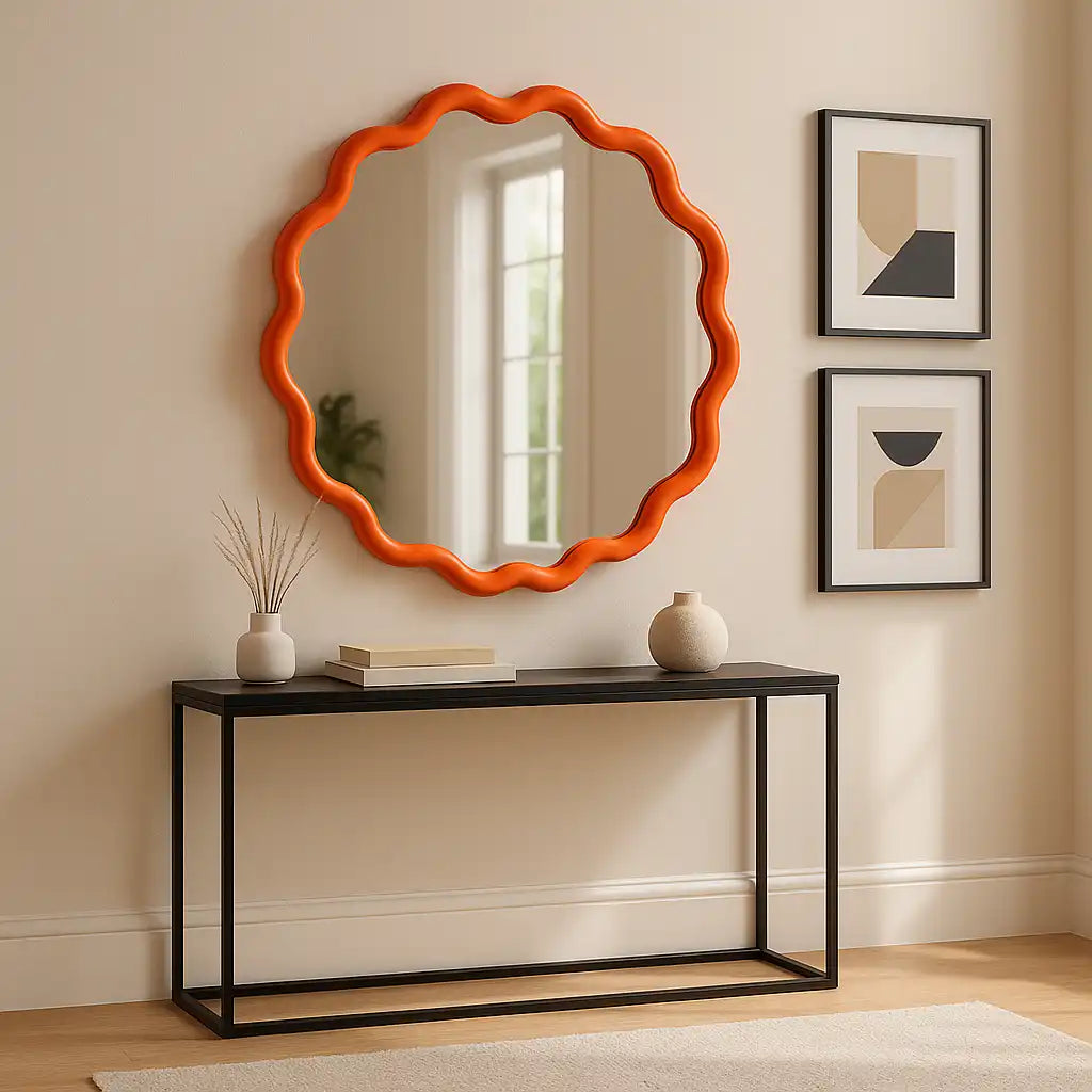 Round Wave Mirror Mirror Interior Moderna