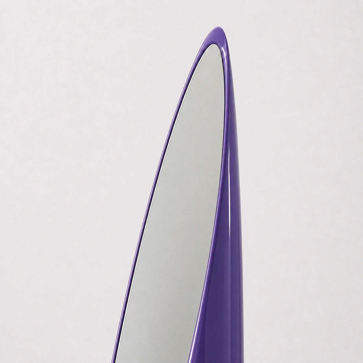 Purple Lipstick floor mirror upper frame and silvered glass detail