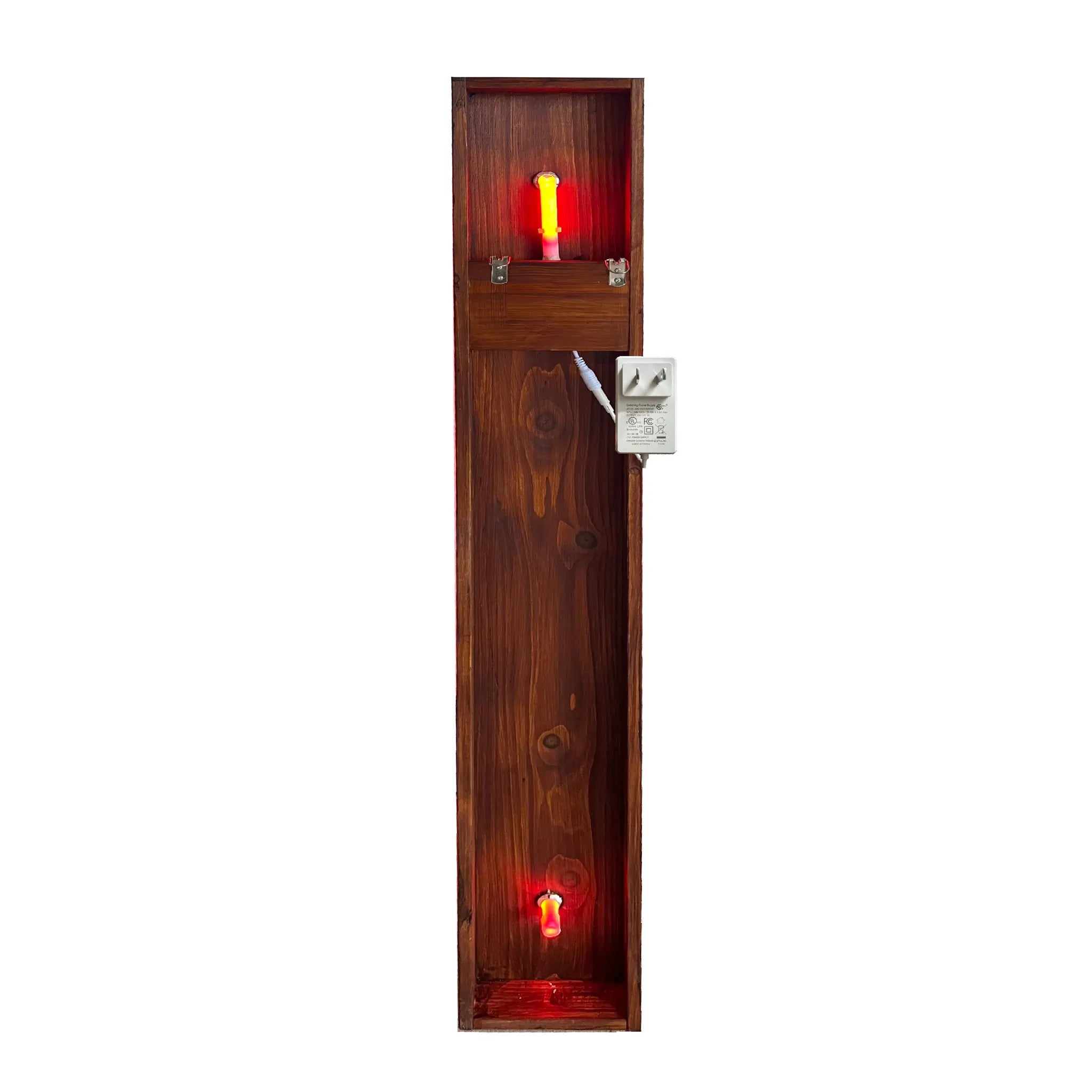 Redwood Radiance Lamp | Tall Red LED Strip Wooden Lamp Lamp Interior Moderna