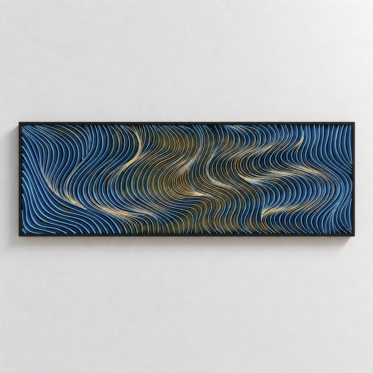 Spectral Currents | Gilded Blue Wall Art Interior Moderna