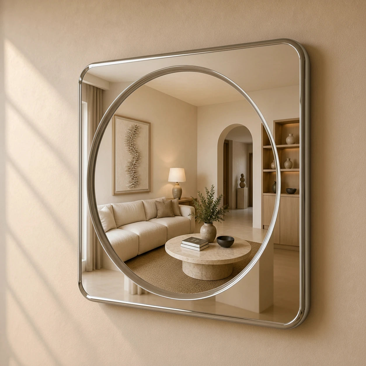 Rounded Square Mirror | Silver Mirror Interior Moderna