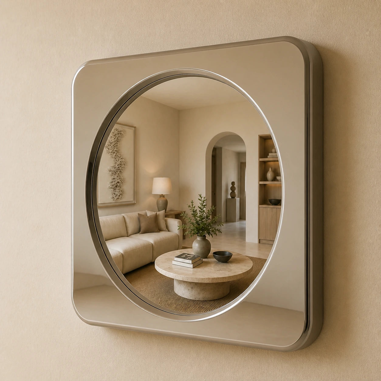 Rounded Square Mirror | Silver Mirror Interior Moderna