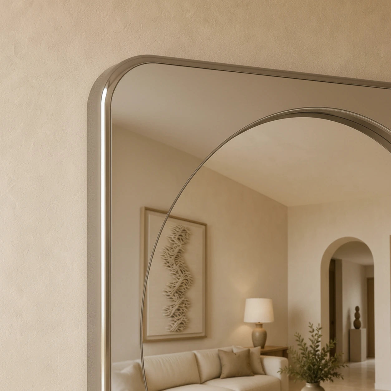 Rounded Square Mirror | Silver Mirror Interior Moderna