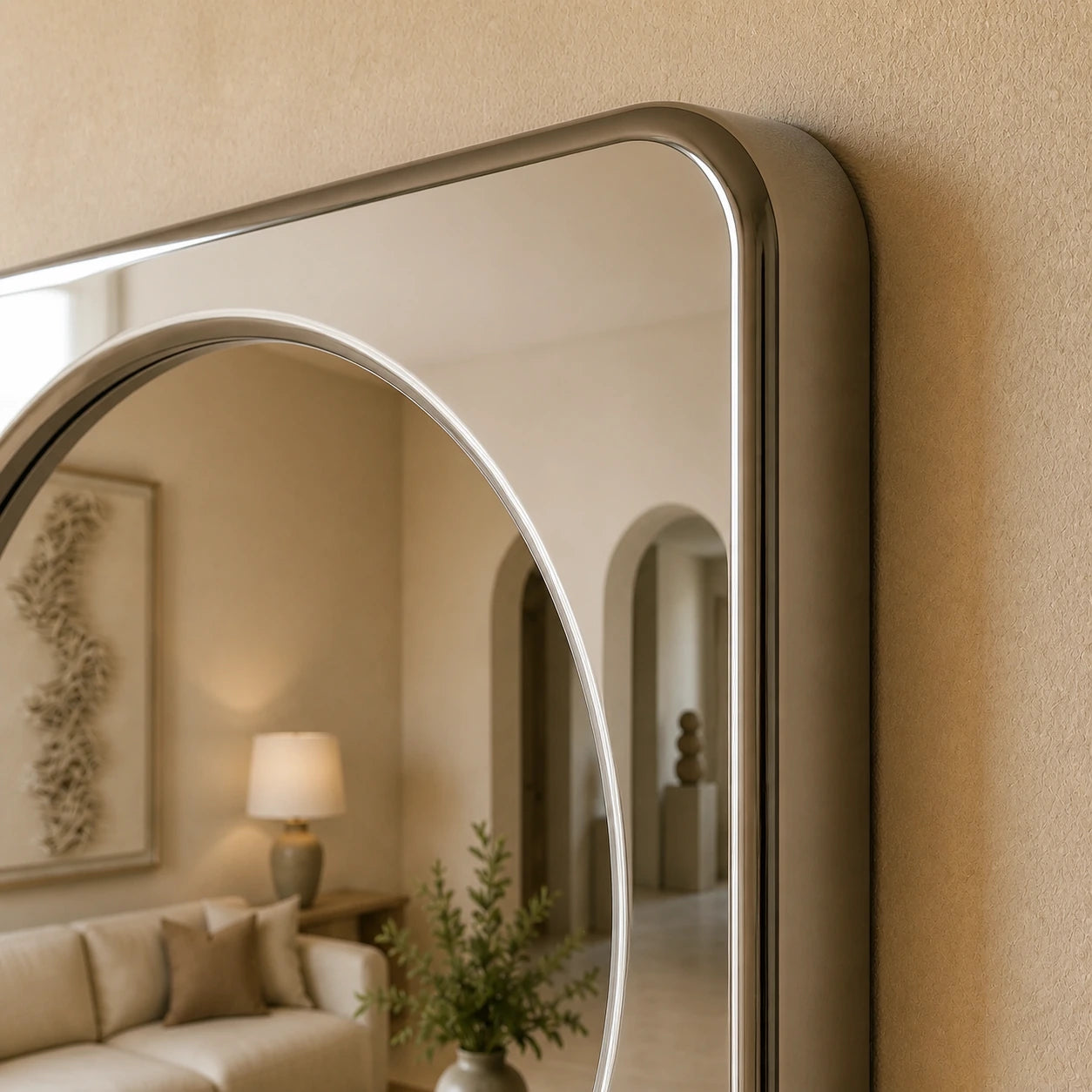 Rounded Square Mirror | Silver Mirror Interior Moderna