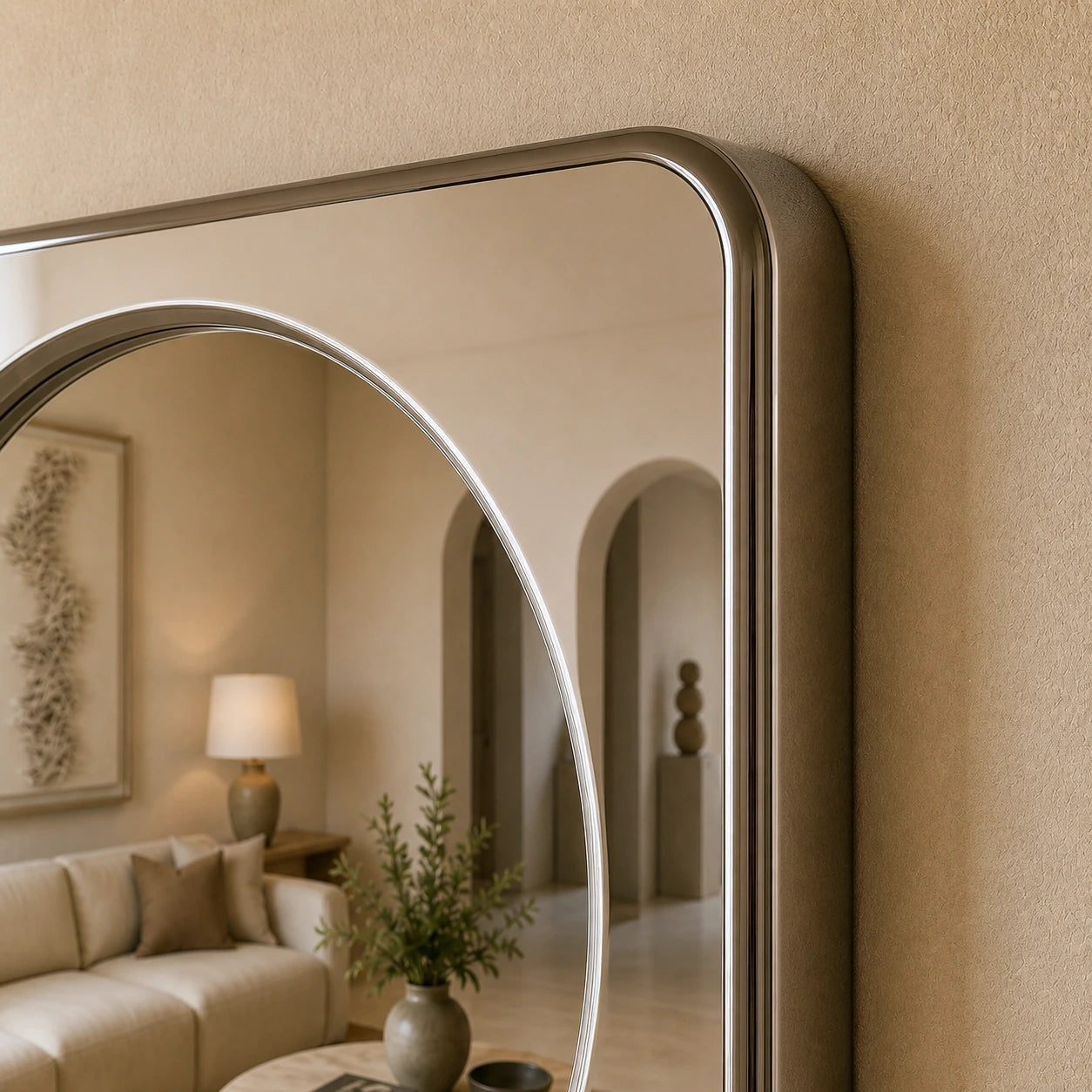 Rounded Square Mirror | Silver Mirror Interior Moderna