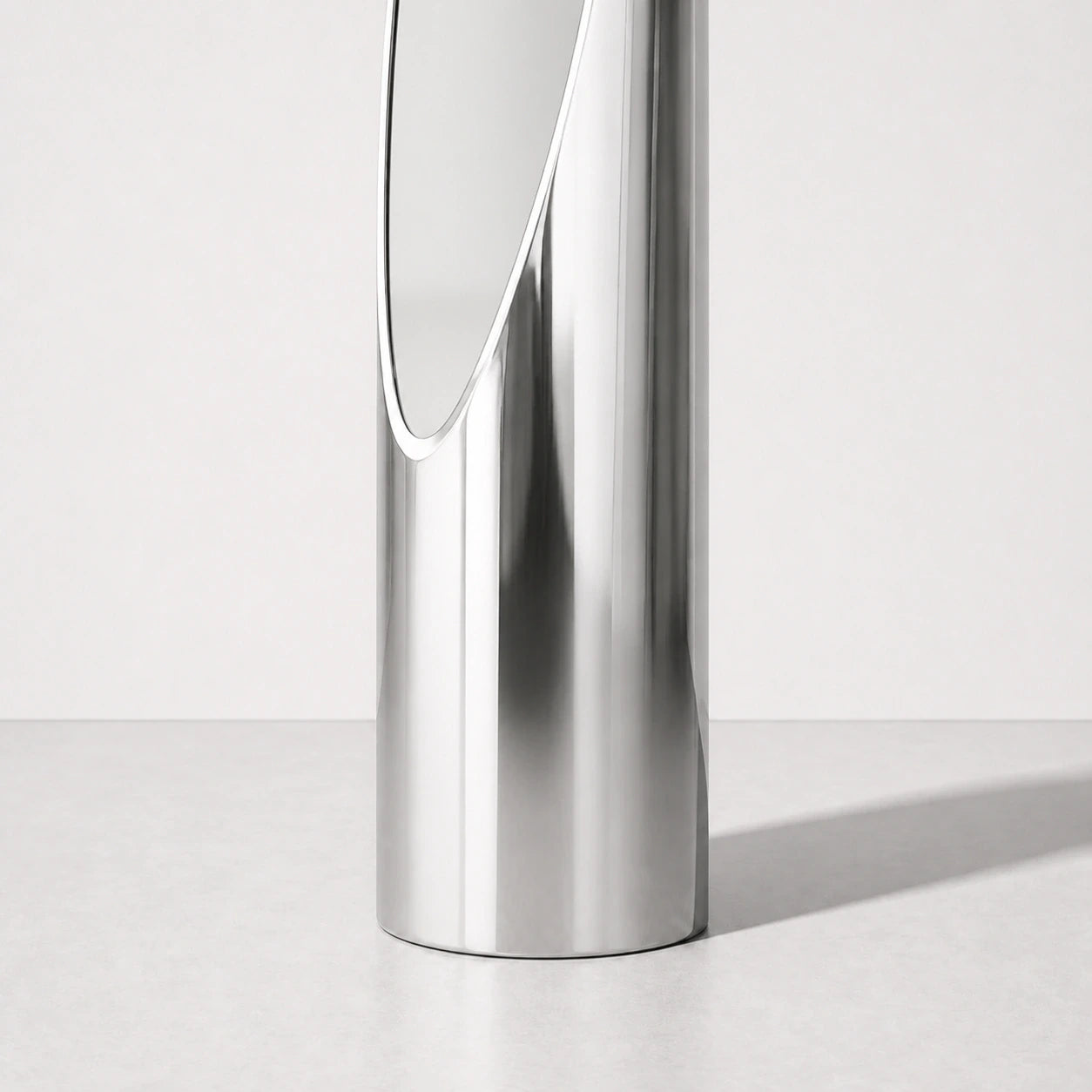 Silver Lipstick Mirror, lower frame detail — Interior Moderna