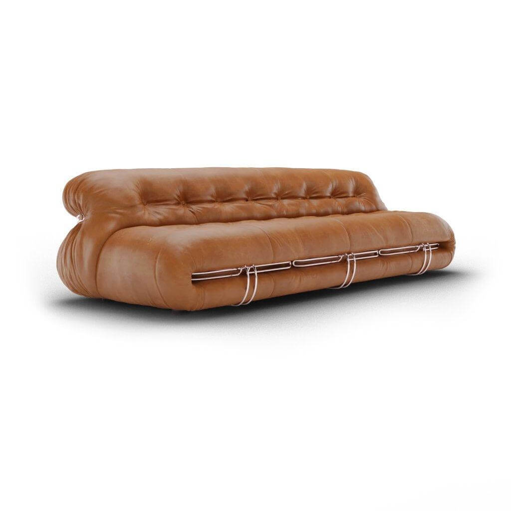 Soriana Three Seater Sofa Interior Moderna Tan Vintage Leather  