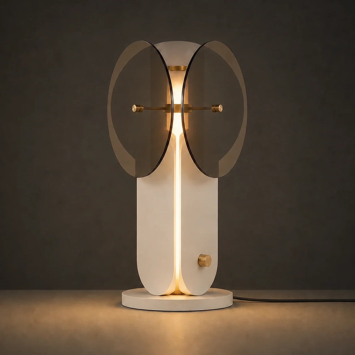 Trilume Smoke Gray Glass Lamp Lamp Interior Moderna New