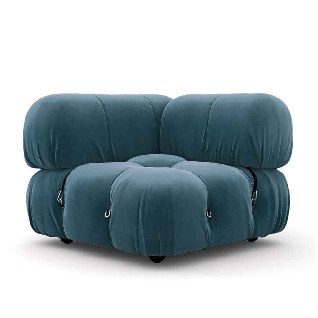 Mario Bellini Corner Module Sofa Interior Moderna Indigo Blue Velvet  