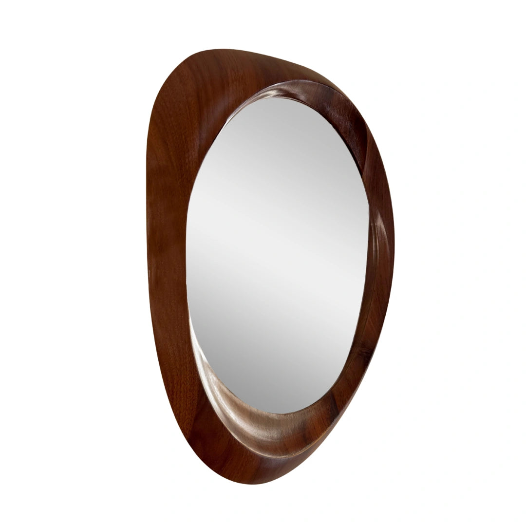 Woodworked Elegance Irregular Round Mirror Mirror Interior Moderna