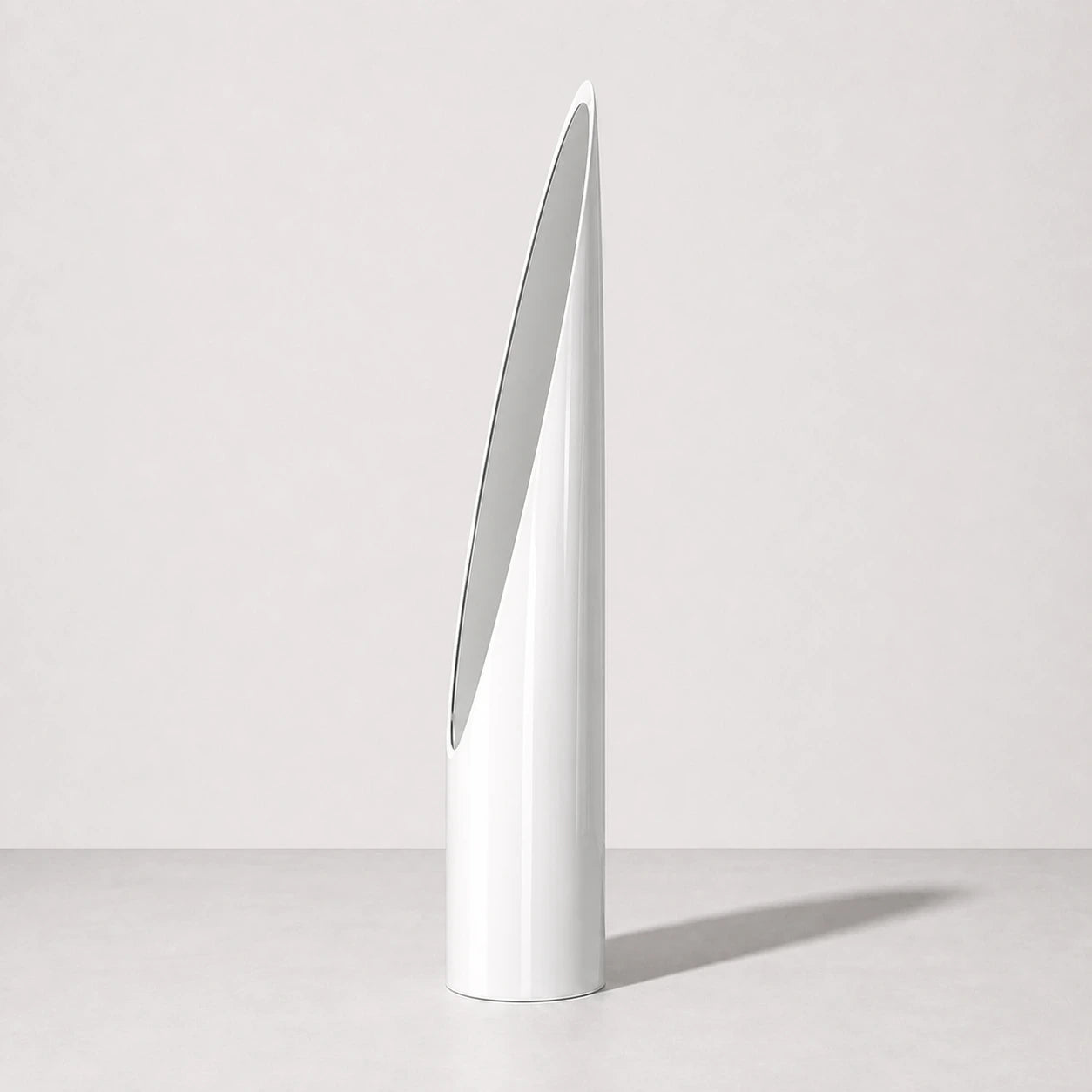 White Lipstick Mirror, right three-quarter view — Interior Moderna