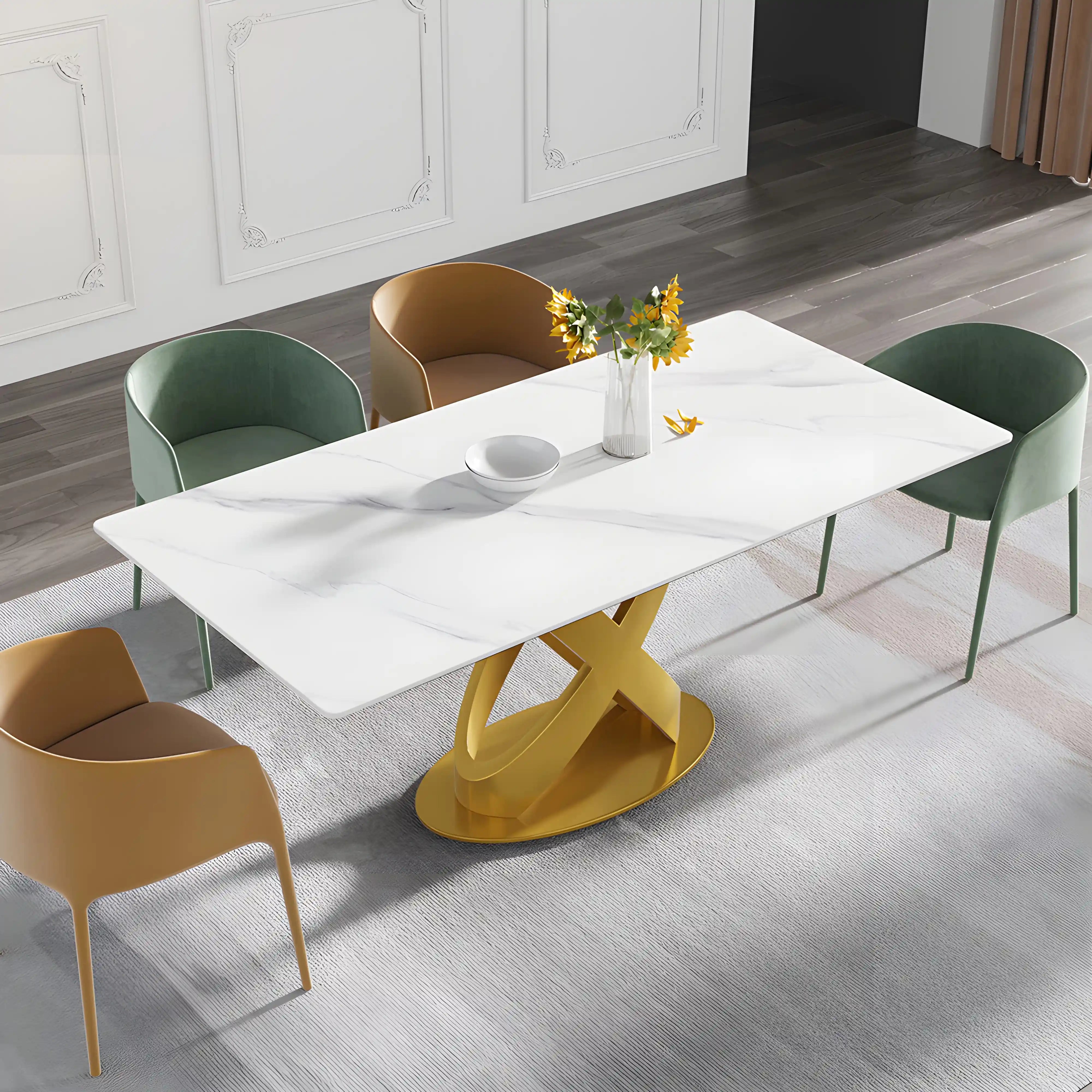 Valessa Cross Dining Table Table Interior Moderna Gold White